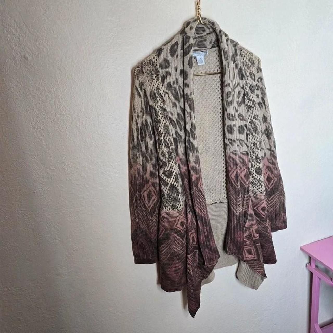 Alberto Makali Mixed Print Wool Blend Open Front Cardigan