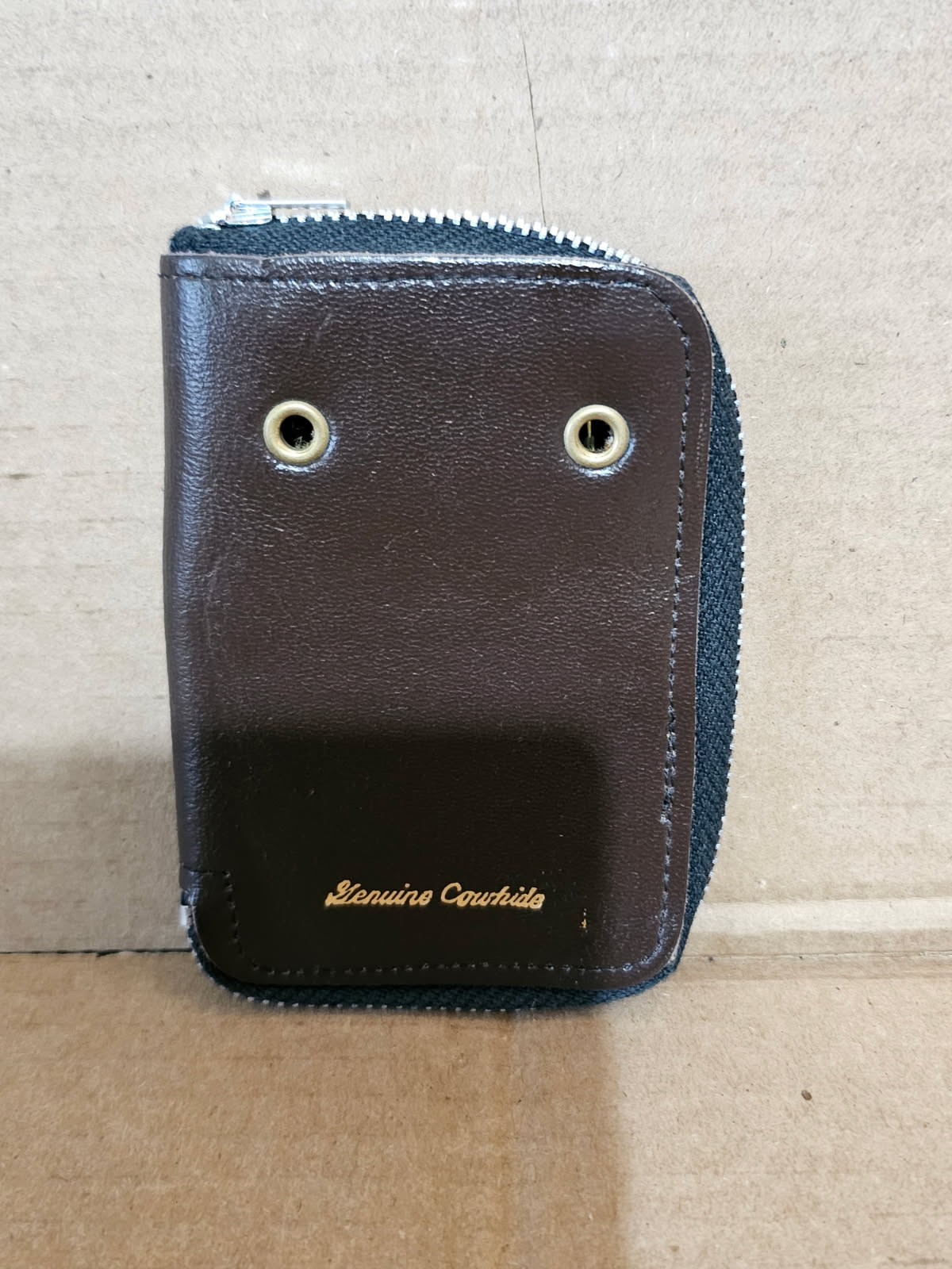 Genuine Brown Cowhide Leather 12 Key Zippered Key Holder 4.5×3 Inches