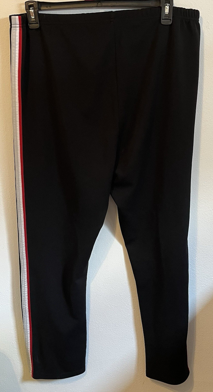 Womens Plus 3X DW Sport Joggers Pants Black w Red White Stripes Activewear