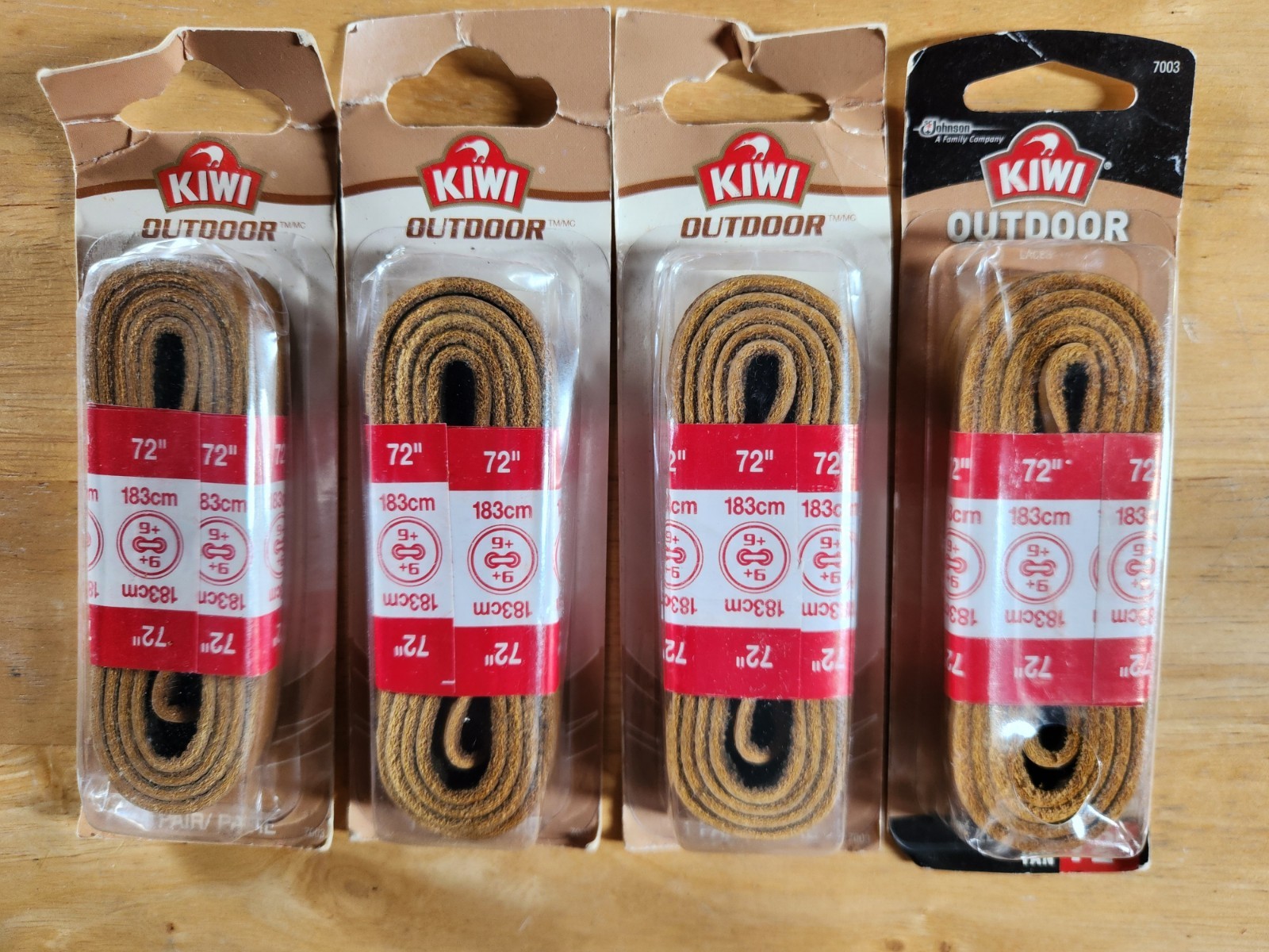 Lot Of 2 Pairs KIWI #7003 Outdoor 72″ (183cm) Tan Leather Shoe Laces 9+ Eyelets