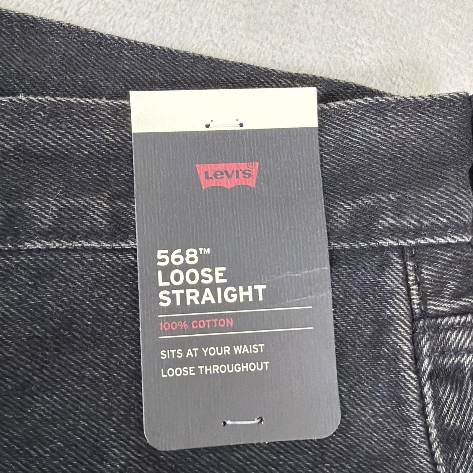 Levi’s 568 Premium Jeans Men’s Size 38×32 Loose Straight Black Denim Cotton