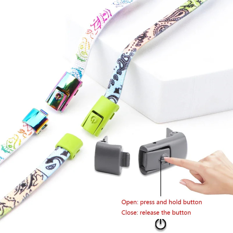 0.8cm Wide Flat Shoe Laces Without Ties Elastic Shoelaces Colored Pattern Organi