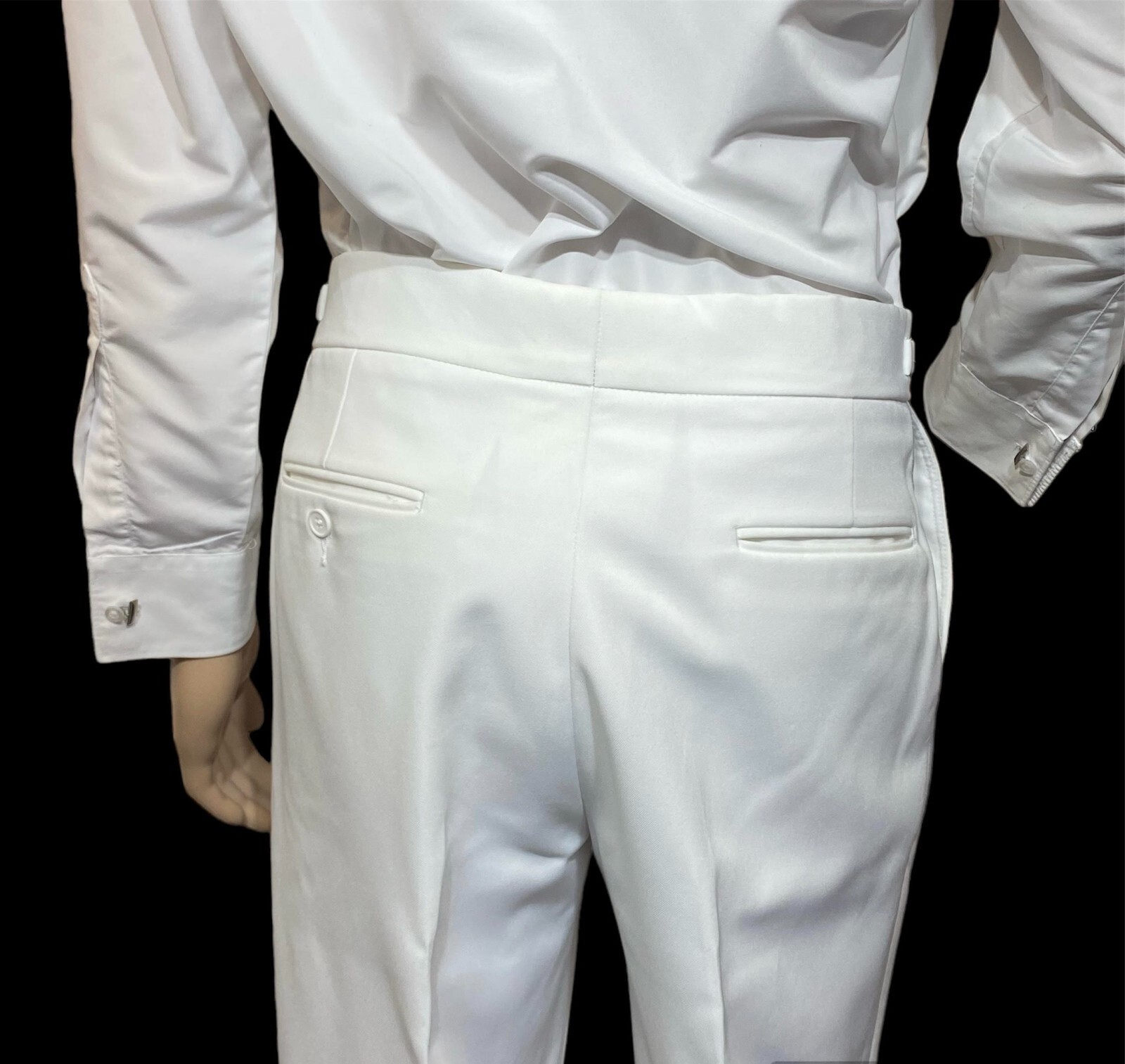 Men’s White Pleated Tuxedo Pants-Adjustable Waist Easter Church Easy Care