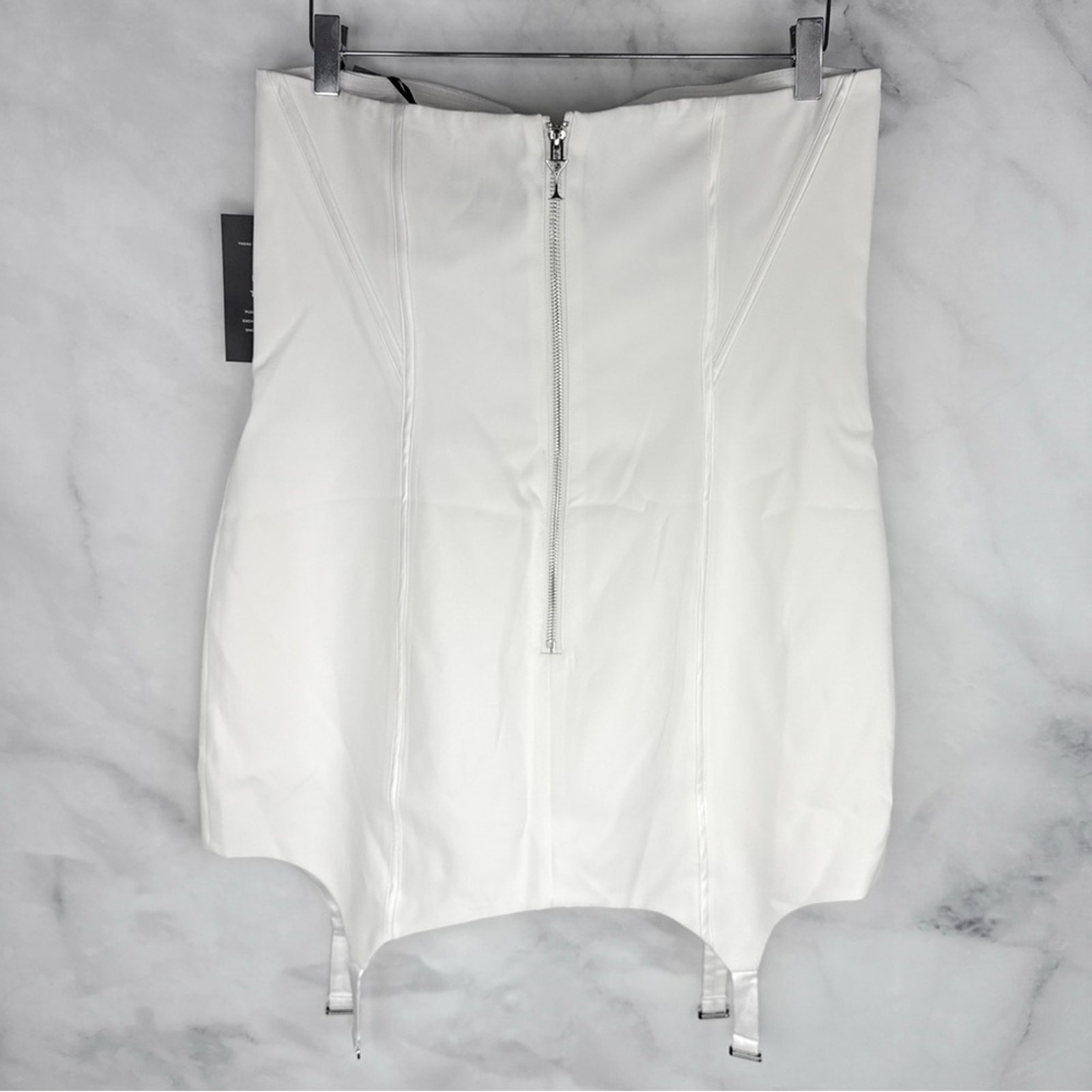 NWT Retrofete Tegan $448 Bustier Corset Strapless Bra Cup Garter Dress White L