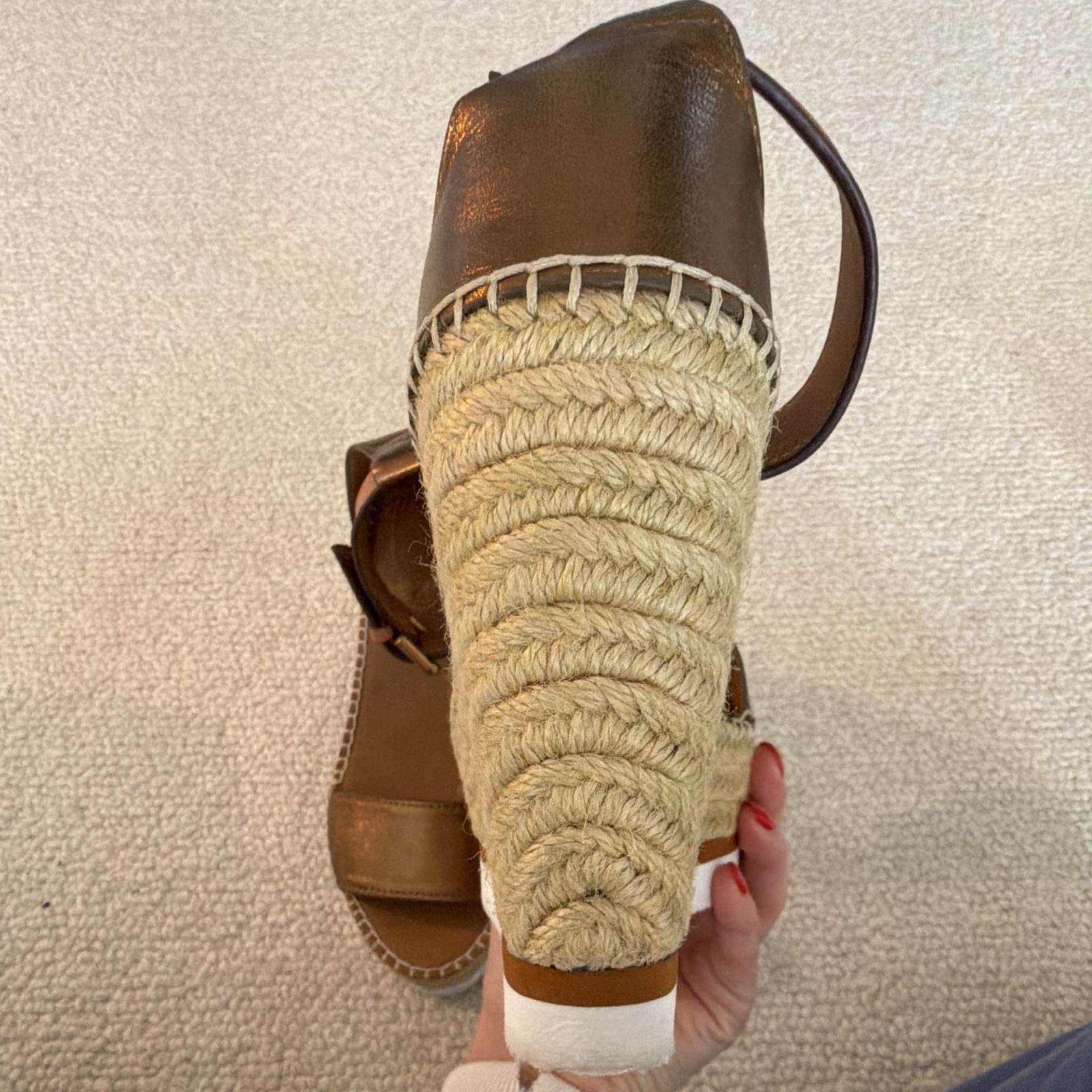See by Chloe Women’s Bronze/Tan Espadrille Wedge Sandals US 6 Buckle Solid