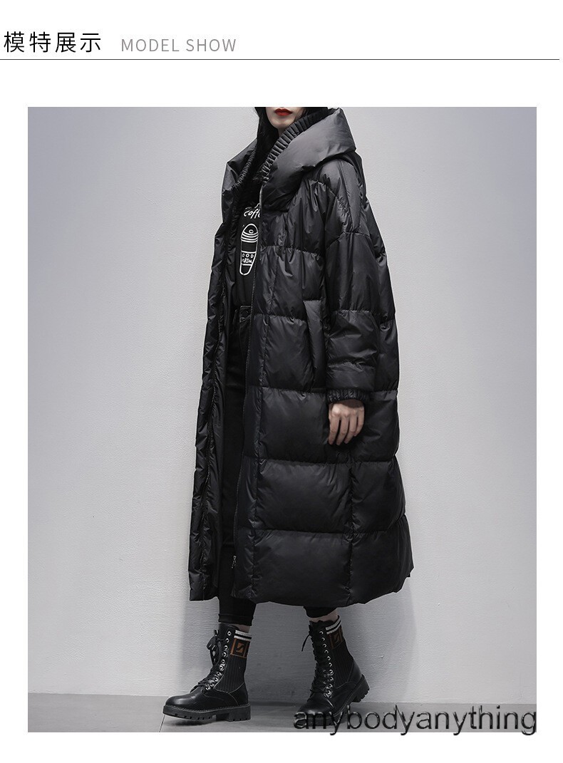 S-7XL Loose Down Jackets 90% White Duck Down Overcoats Women’s Long Coats Hooded