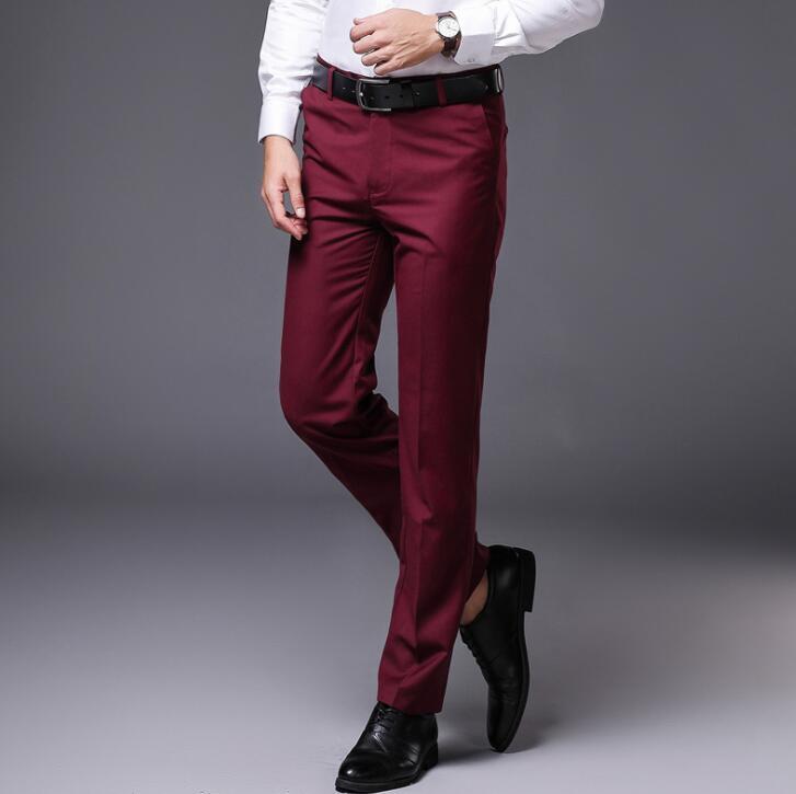 New Spring/ Fall Men’s Sliod Casual Suit pants Slim Business Straight Trousers