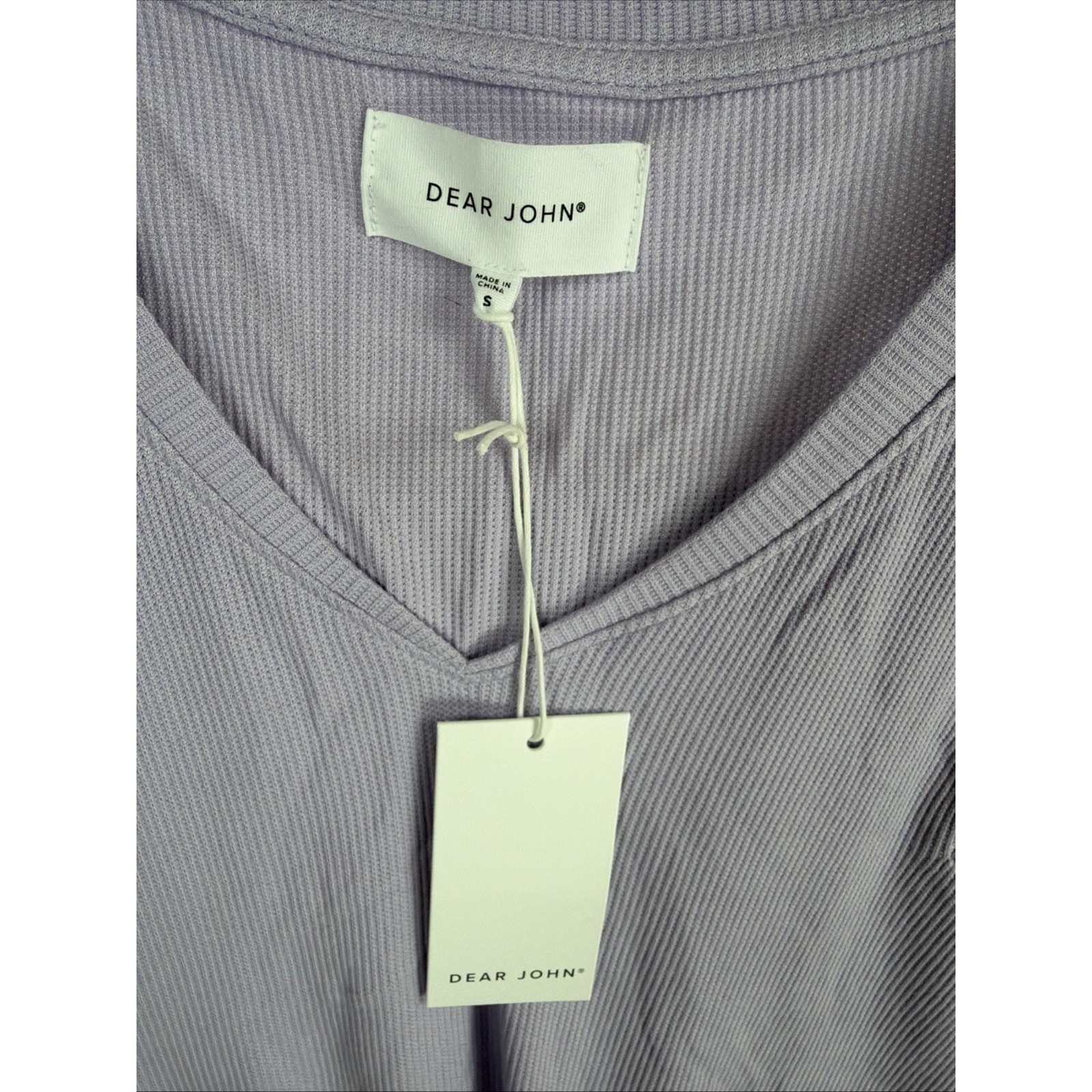 NWT Dear John URI Lavender V Neck Ribbed Capped Sleeves High Low Top #1103 SZ XL