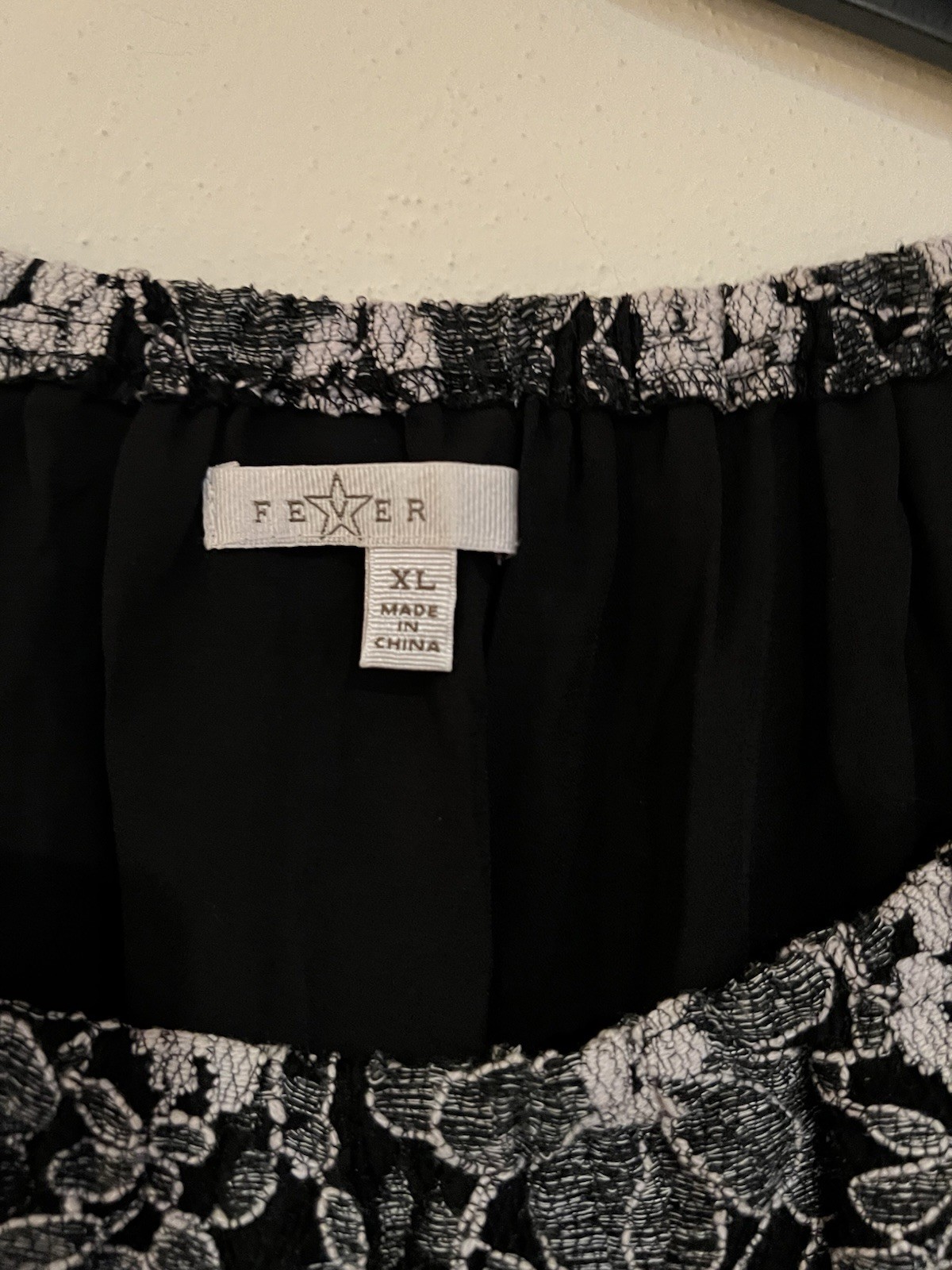 Gorgeous Fever Black And White All Over Lace Off Shoulder Bell Sleeve Top XL
