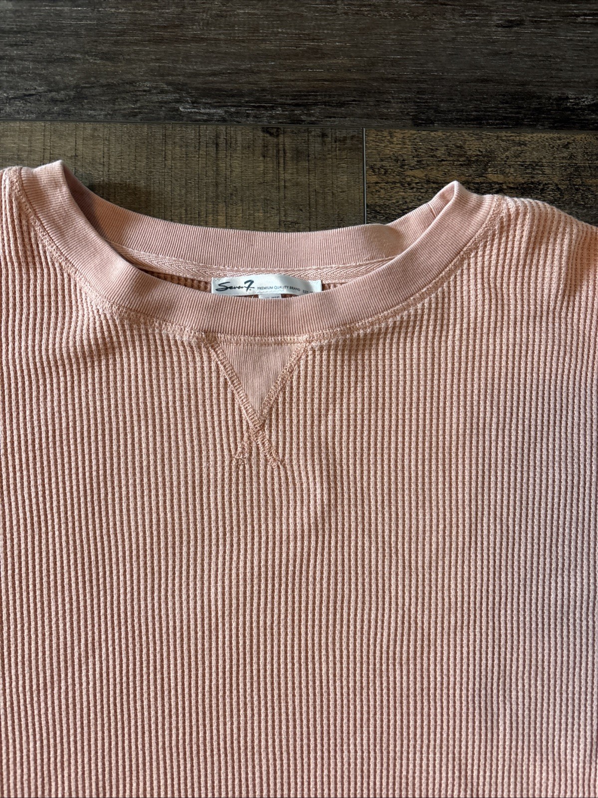 Seven7 Women’s XXL Long Sleeve Waffle Knit Henley Shirt Comfy Casual Coral
