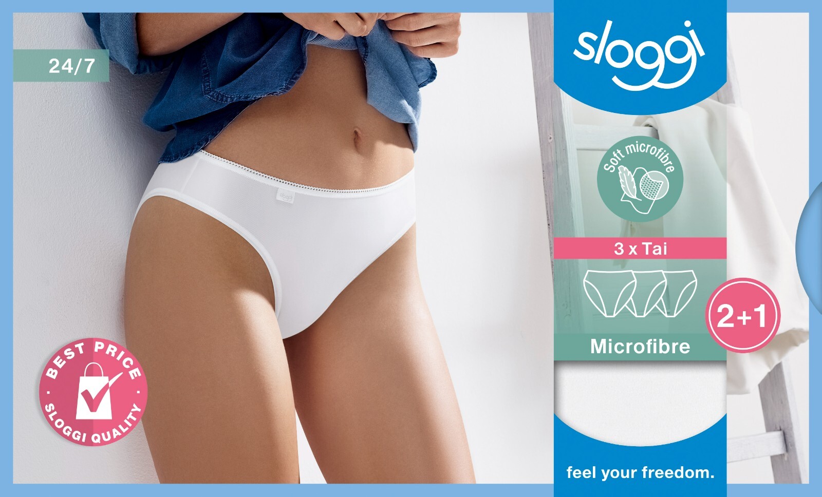 Sloggi 24/7 Microfibre Tai Brief Knickers 3 Pack 10180848