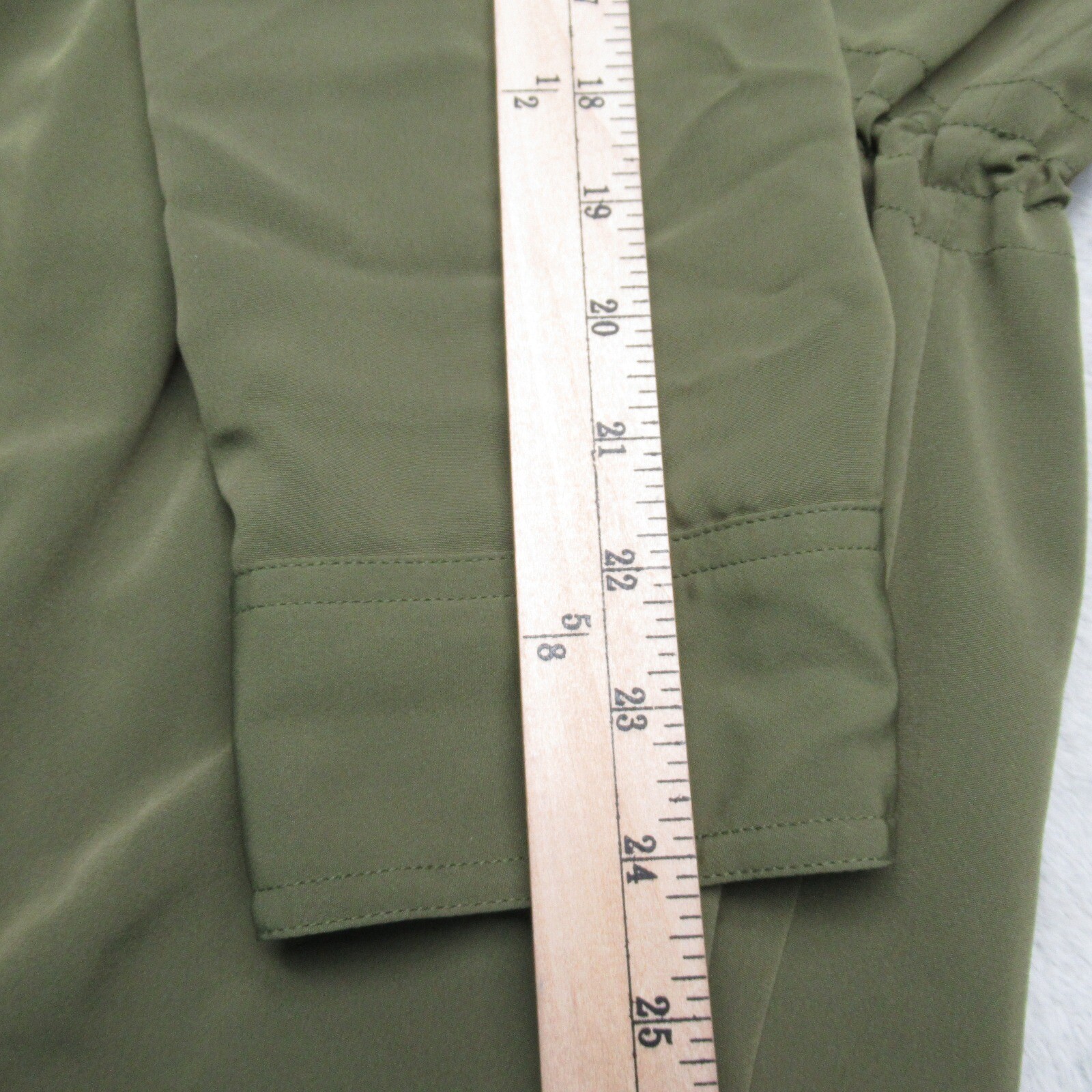 Chaps Denim Utility Jacket Womens Medium Green Lightweight Roll Tab Sleeve NEW
