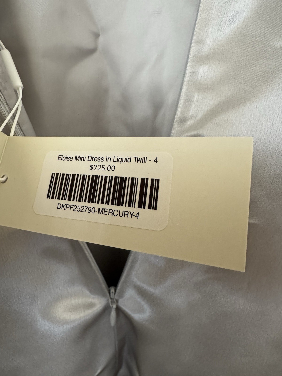 Kallmeyer New Eloise Mini Dress Mercury Liquid Twill Size 4