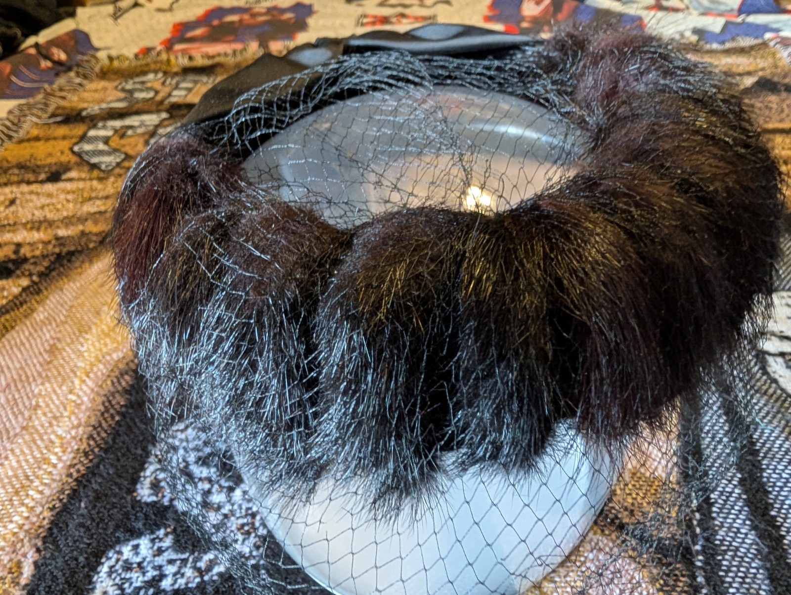 Vtg Womens Veil Hat 30s 40s 50s 60s Black Mink Fur