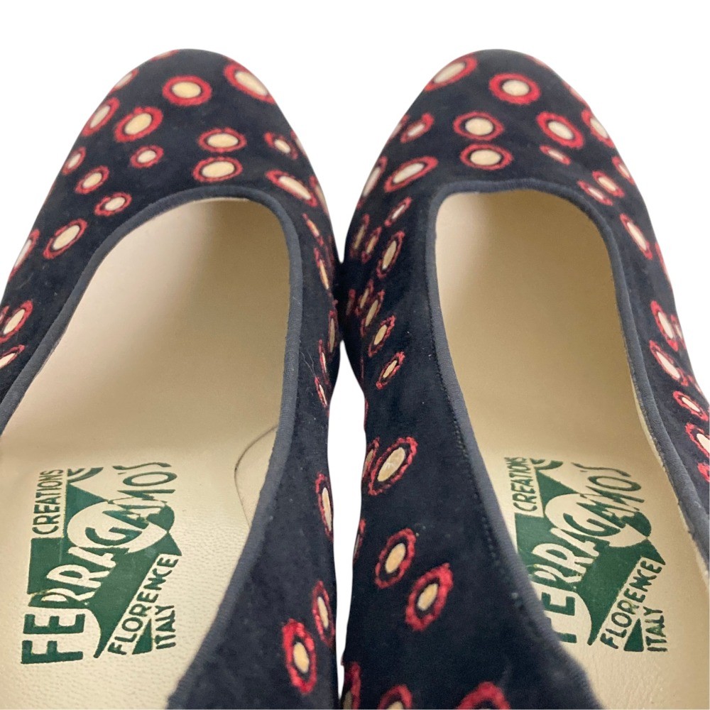 SALVATORE FERRAGAMO ARCHIVES Suede Pumps, Approx. 9.1″”, Black Women USED