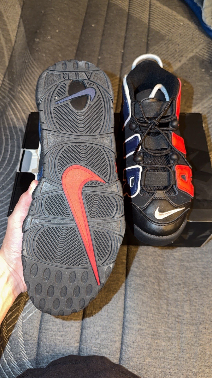 Nike Air More Uptempo “96” split” Size 9Black/Red/Blue. NO ORIGINAL BOX‼️