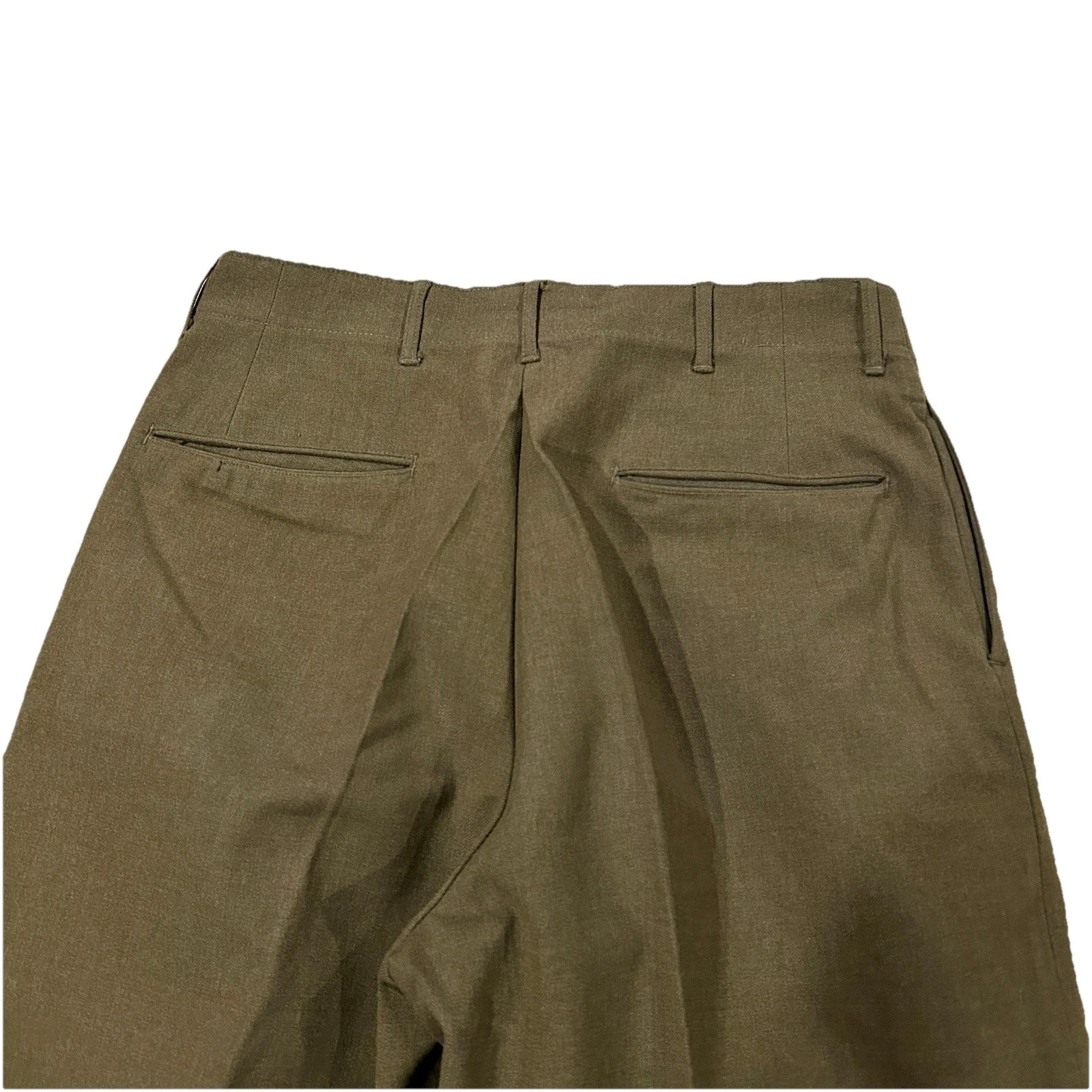 Vintage US Army Wool Dress Trousers Olive Drab 1950s 1960s Button Fly Size 32×32