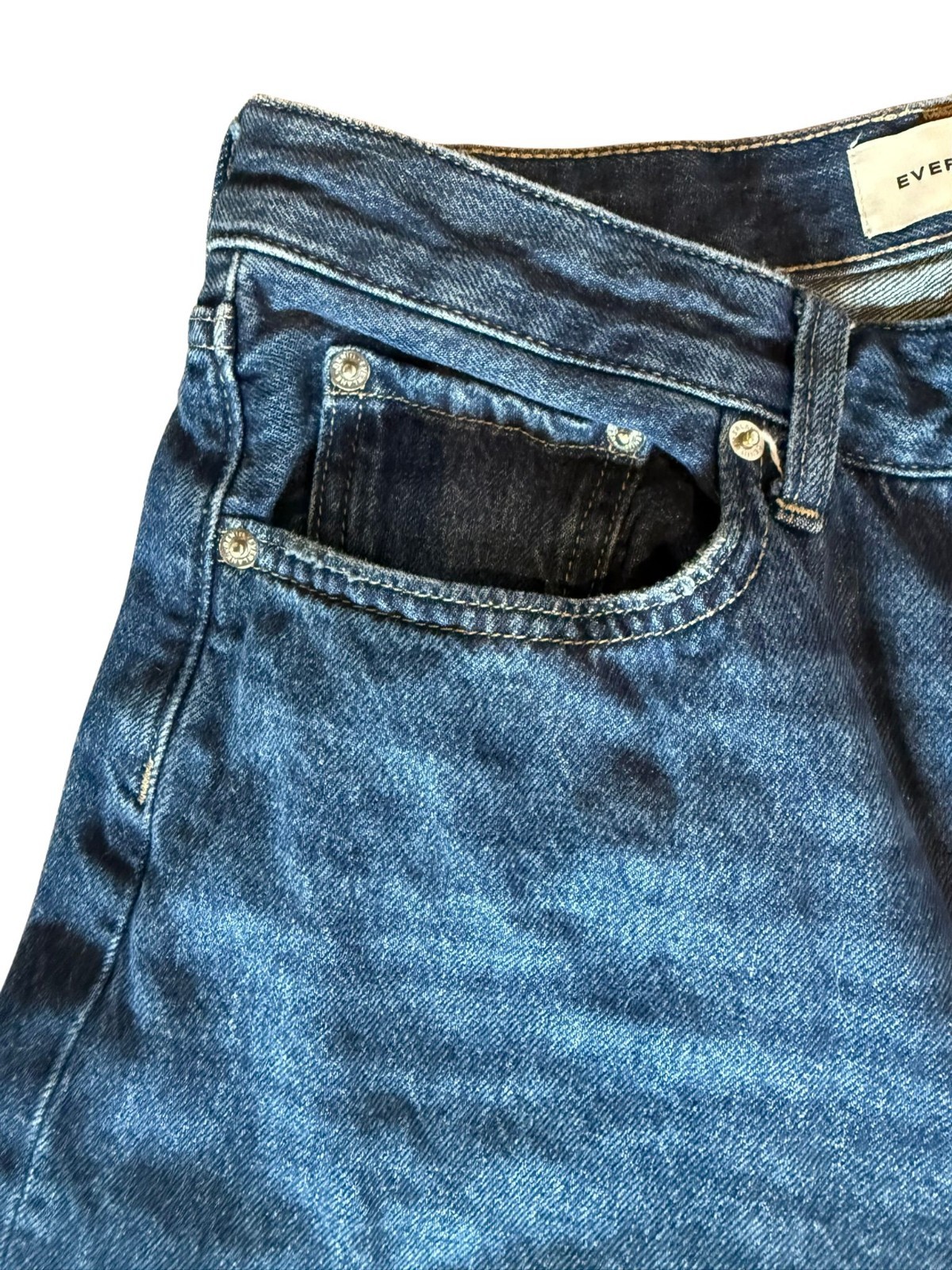 Everlane 27 Regular Organic Cotton Barrel Leg Jeans Dark Wash High Rise Wide Leg