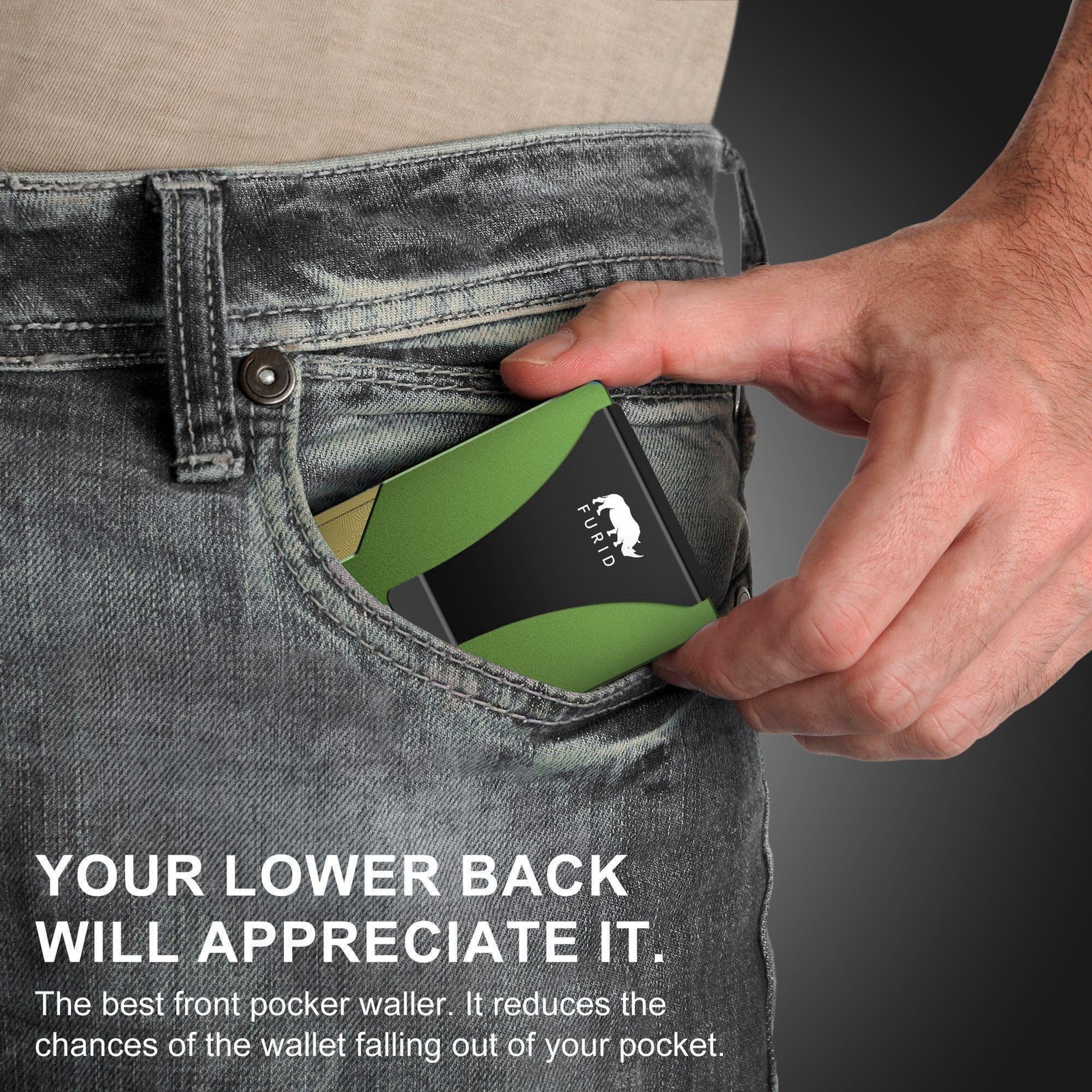 Minimalist Card Wallet for Men Slim: Rfid Metal Standard, Aluminum Olive