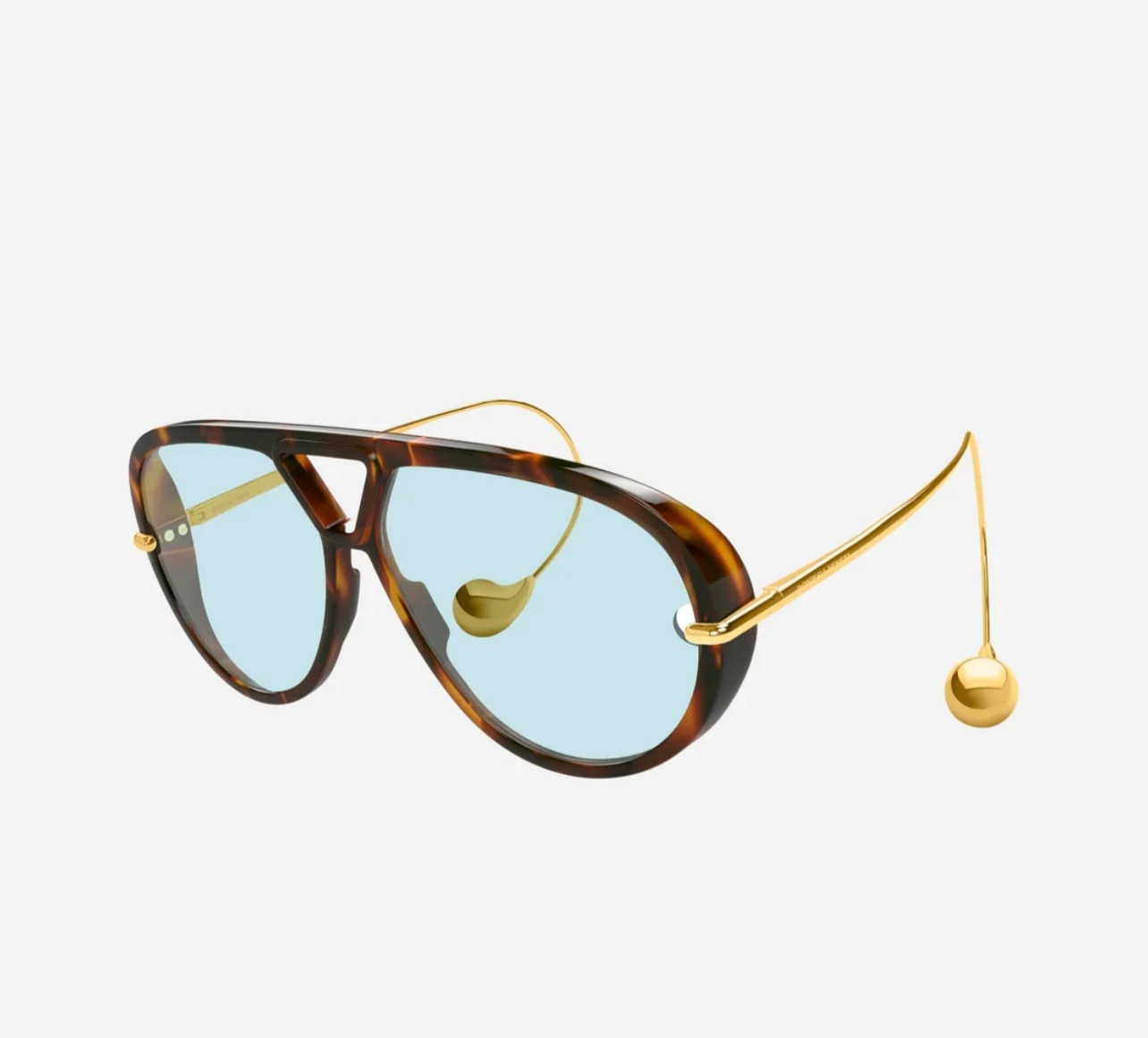 BOTTEGA VENETA 1273 DROP BV1273S Metal Havana Green Unisex Pilot Sunglasses 007