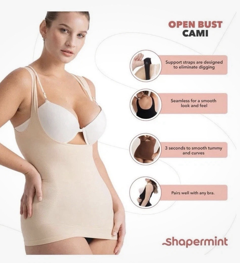 Shapermint Essential Open Bust Shaper Cami Beige Nude Size 2XL NWT
