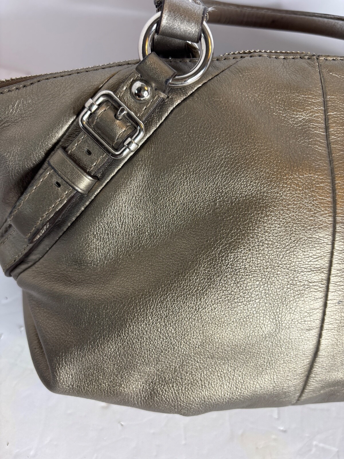 Coach Madison Sophia bronze leather satchel purse shoulder strap dust bag 15960