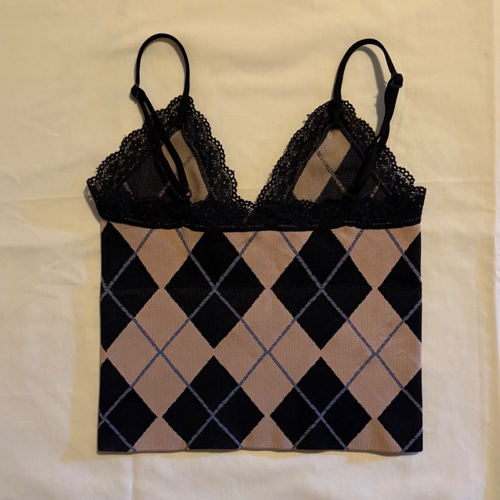 Out from Under Urban Outfitters Argyle Lace Tank Top XS/S dark academia trendy