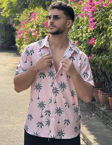 Coofandy Mens Hawaiian Shirt Short Sleeve Button Down Shirts Tropical Floral