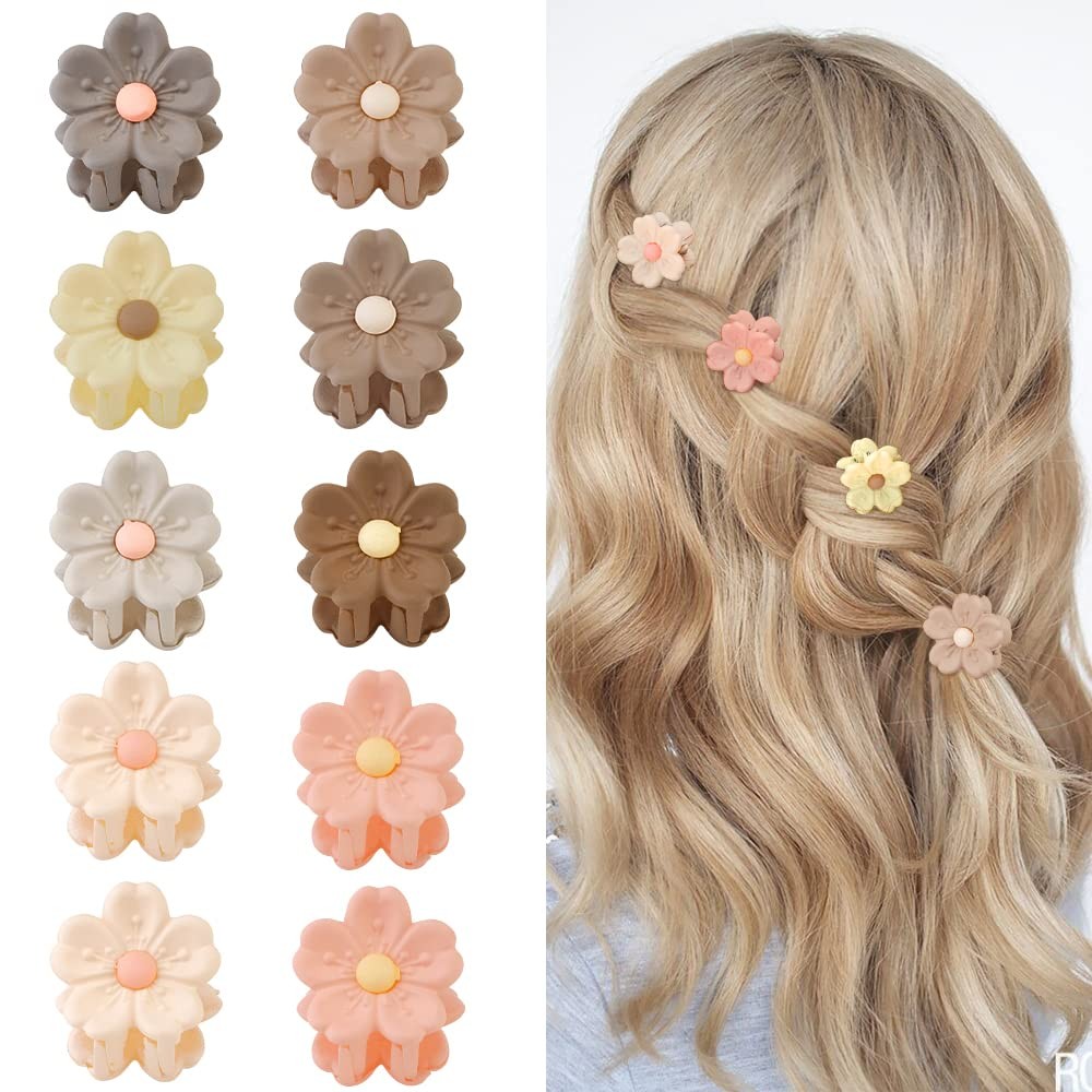 AHONEY Hair Clip, 10Pcs Small Flower Daisy 10 Count (Pack of 1), Natural