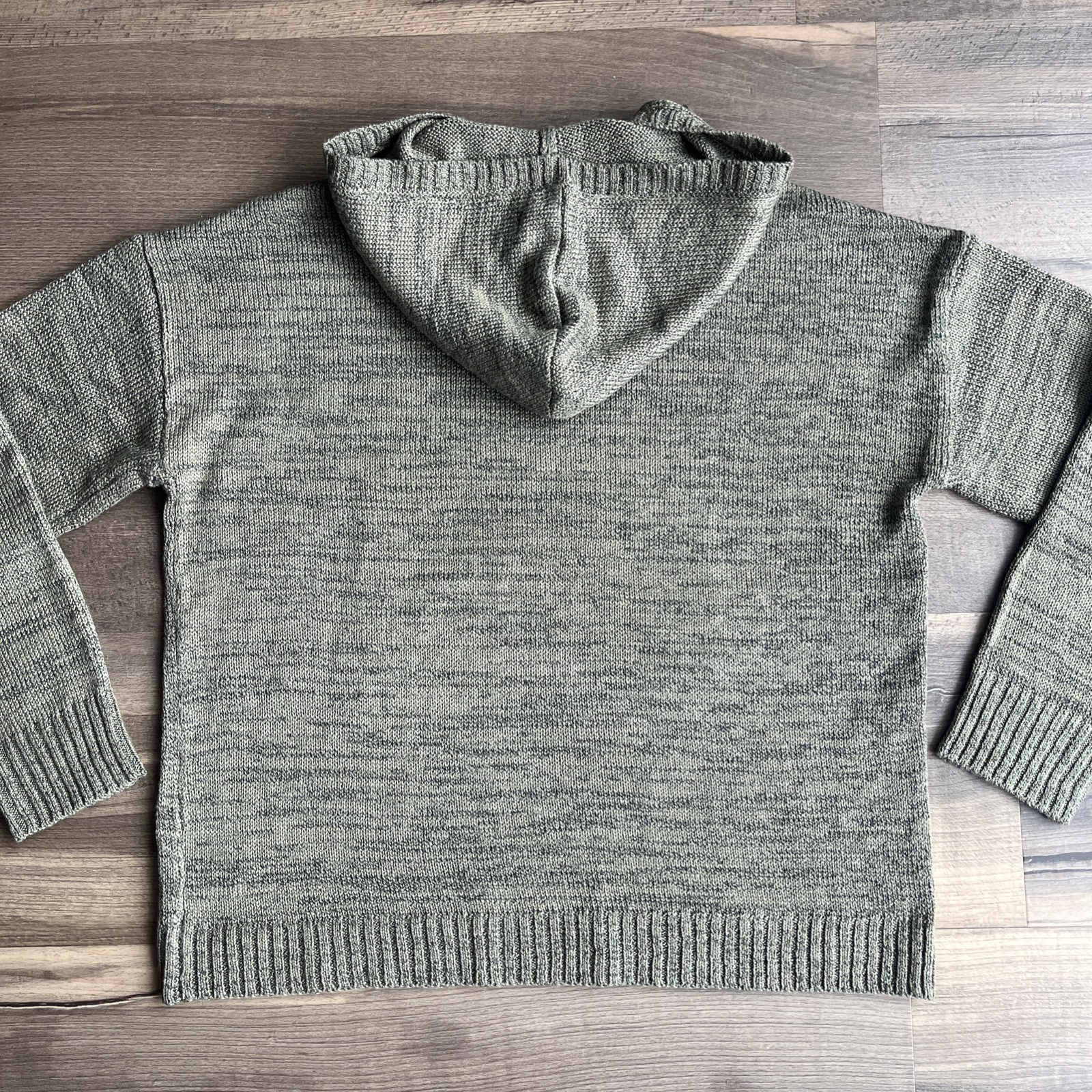 Marled Reunited Knitted Pullover Hoodie Sweater Weather Olive Green Large