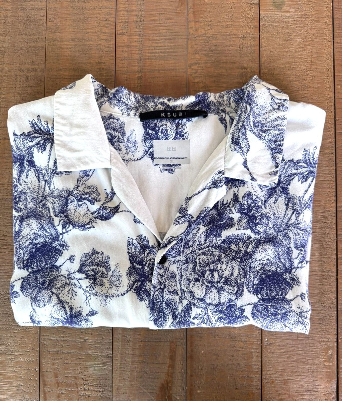 Ksubi Skull Billiard Camp Floral Hawaiian Summer Short Sleeve Button Down XL