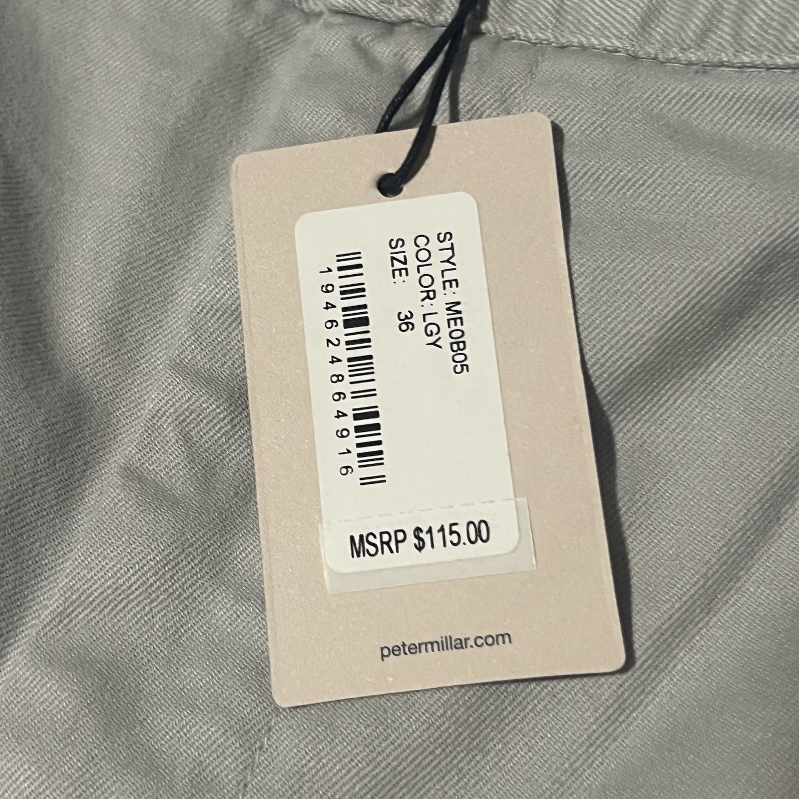 Peter Millar Gray Pilot Twill Shorts Sz 36 ME0B05 NWT $115