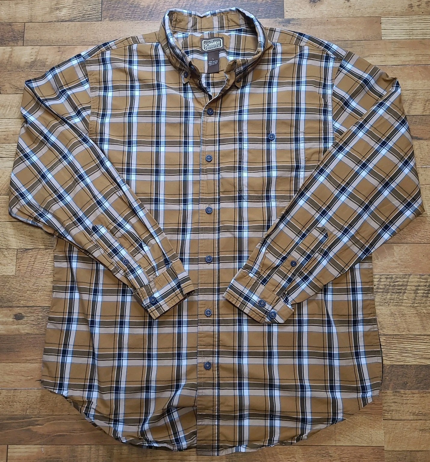 C.E. Schmidt Workwear Men’s Plaid Cotton Long Sleeve Shirt Brown L