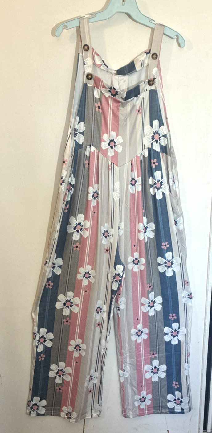 Floral Jumper Women’s XXL Stretch Pockets Button Straps
