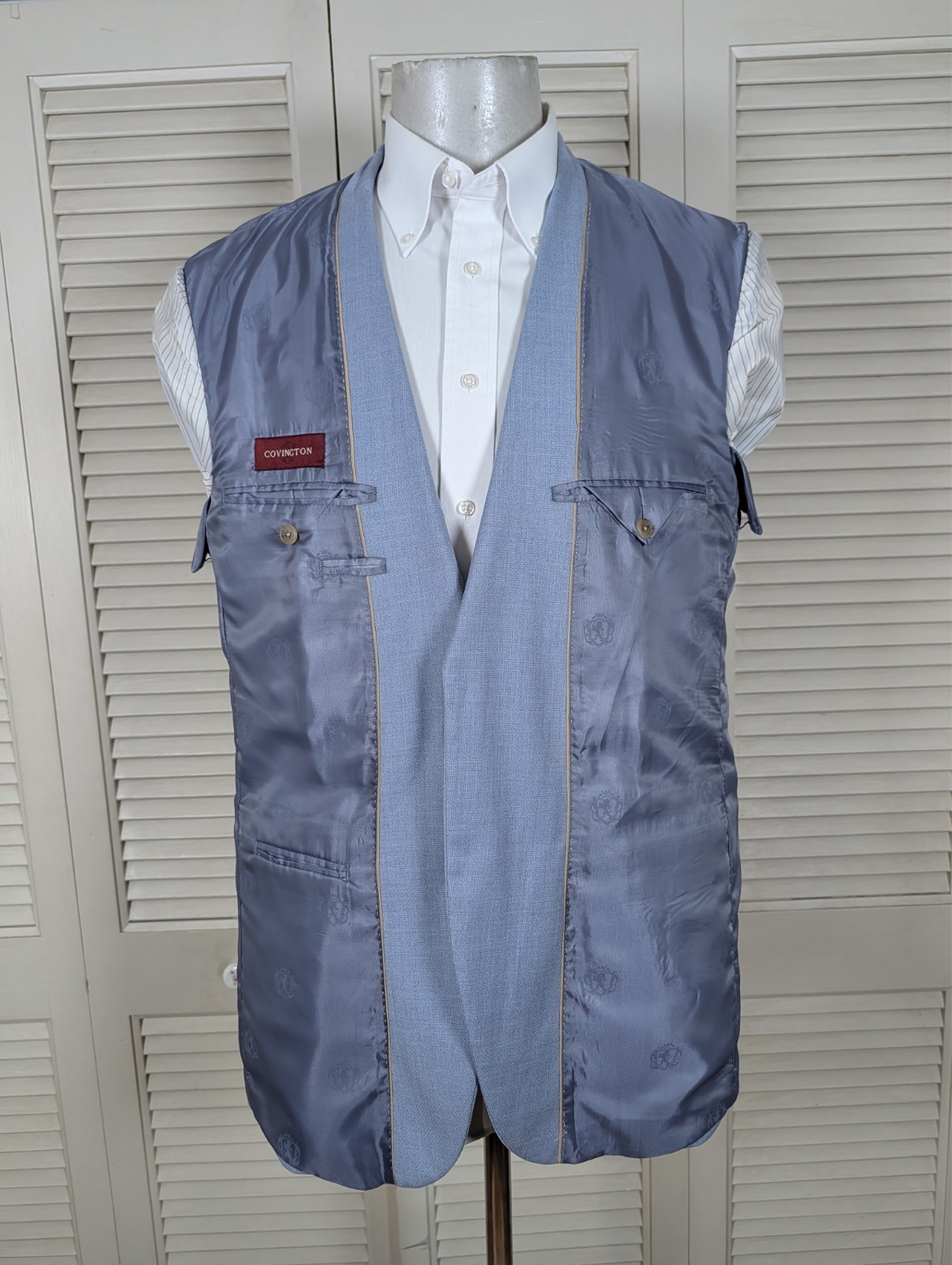 Covington Blazer Jacket Sport Coat Mens 42R Sky Blue Rayon 2 Button Front