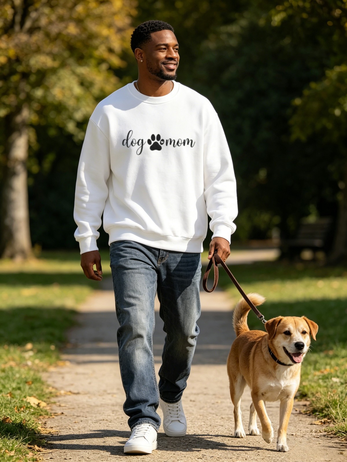 Custom Dog Mom Sweatshirt Personalized Pet Name Printed Casual Daily Wear