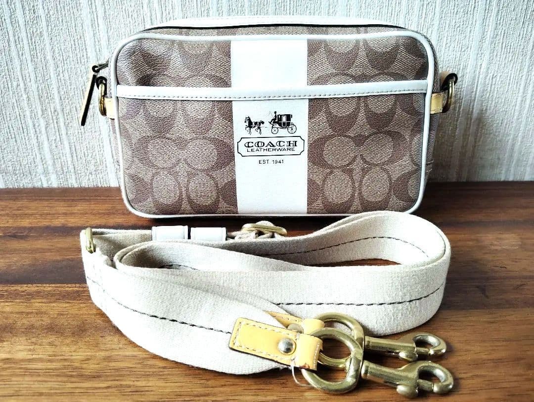 Excellent condition COACH stripe signature 2WAY with protective bag 13a
