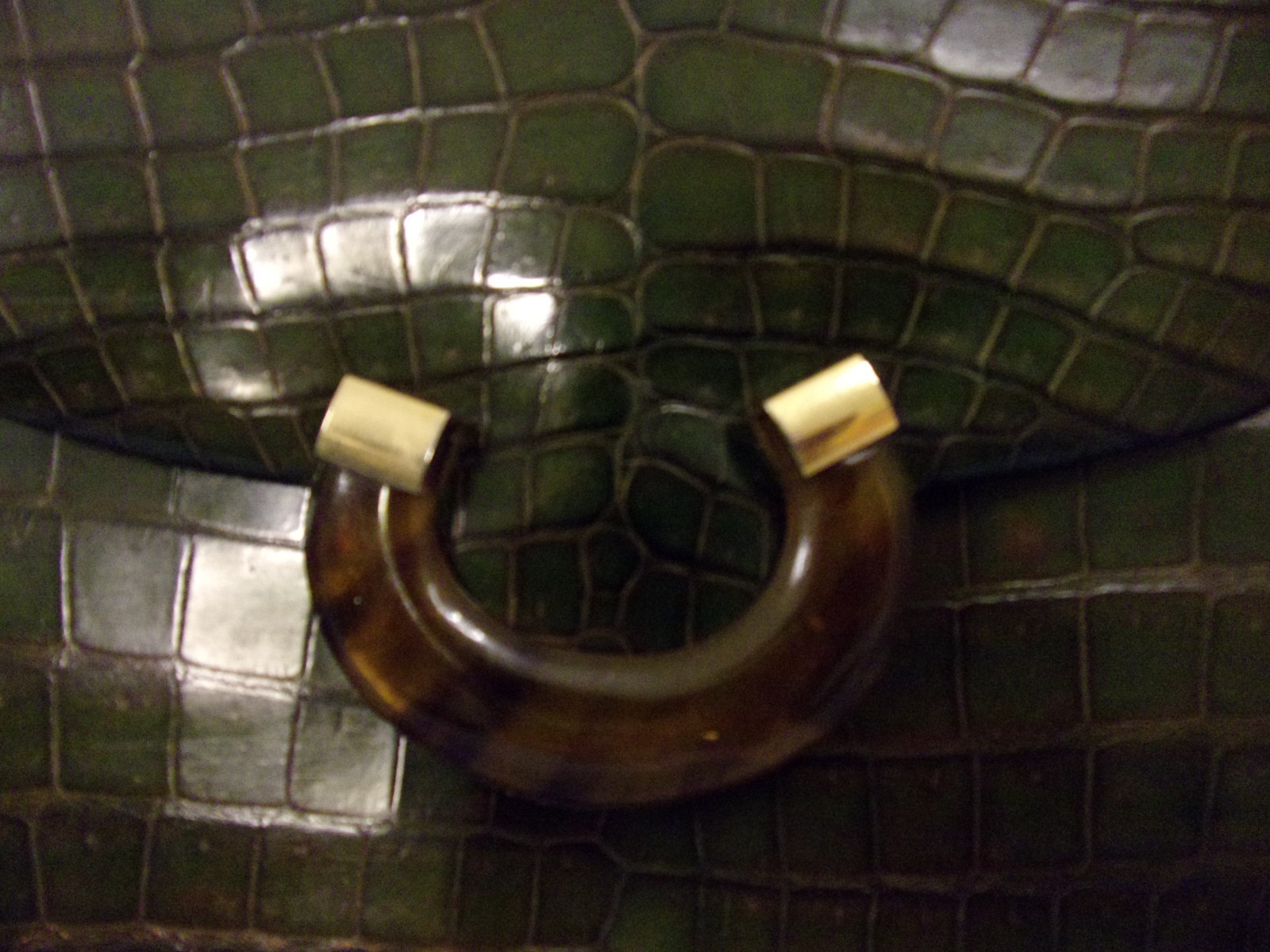 Vintage La Jeunesse Olive Alligator Skin Lucite Clasp Clutch RARE
