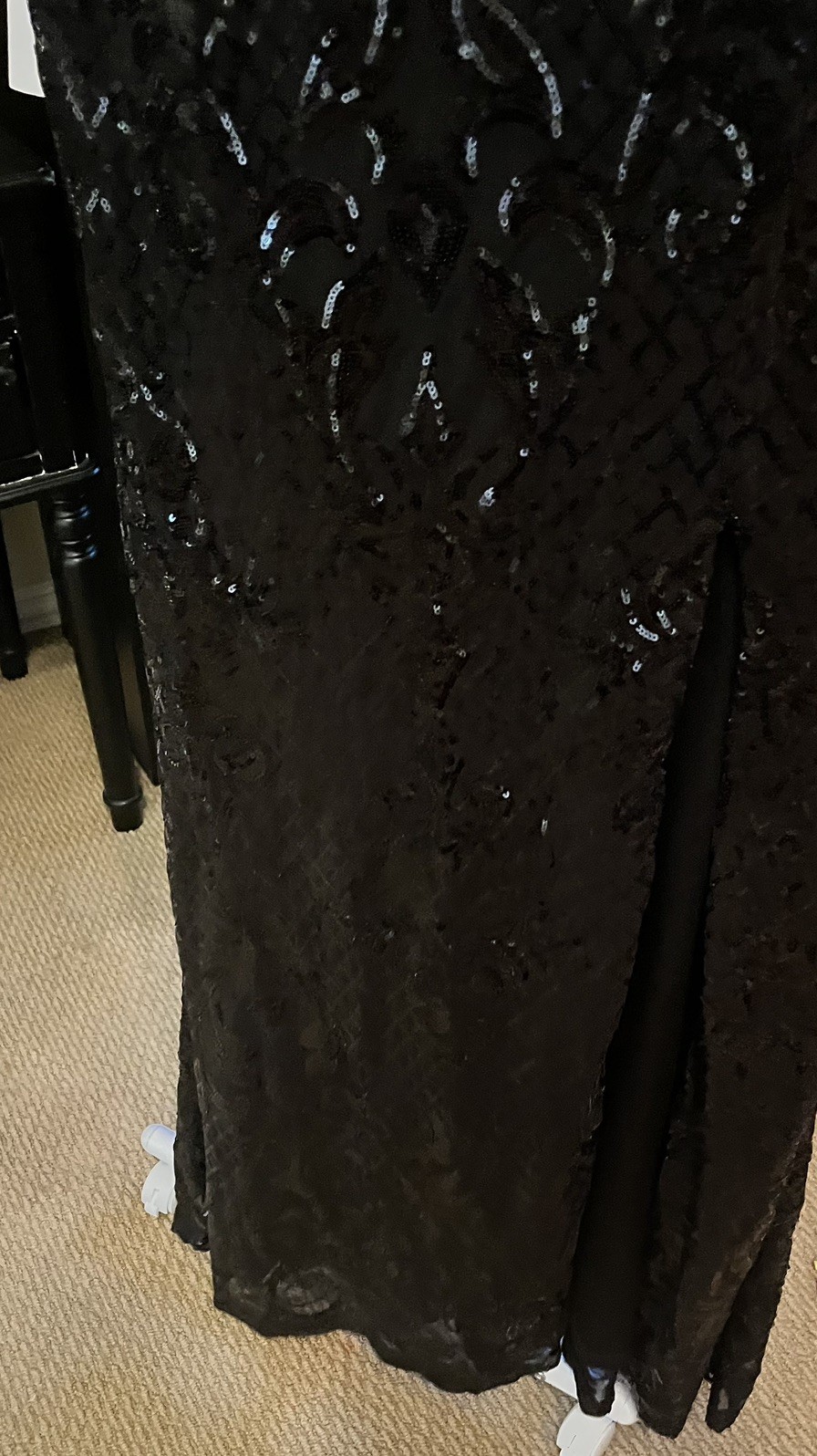 Black sequins off shoulder dress