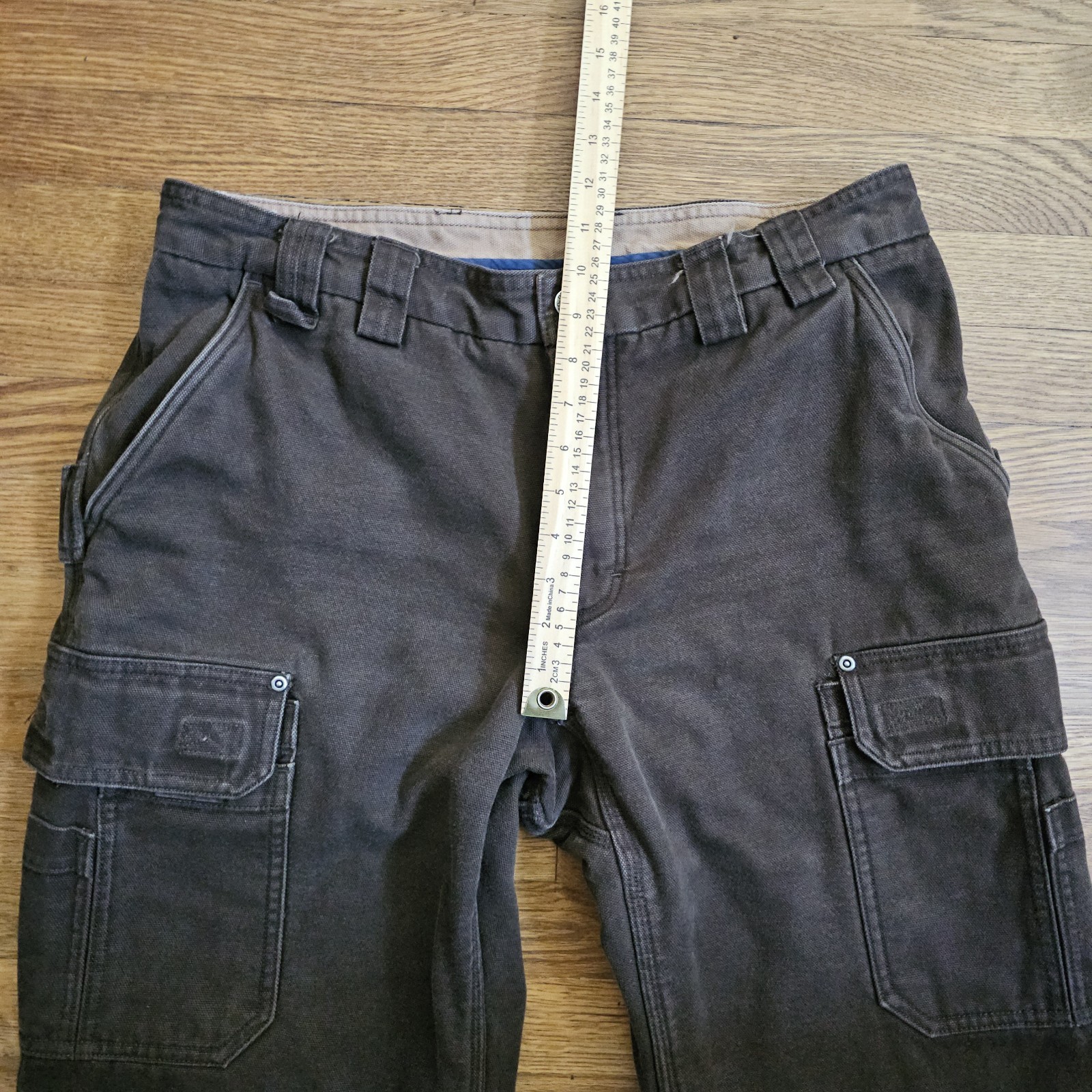 Duluth Flex Fire Hose Ultimate Cargo Pants Mens 36×32 (34×30) Brown Work Lined