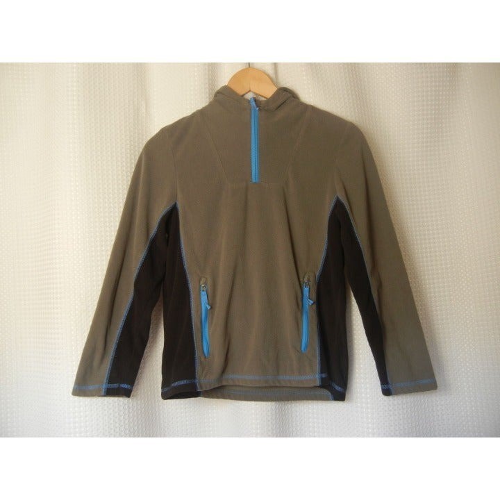 Boys REI 1/4 zip hoody sz 10-12 pullover Black/gray blue trim. Unisex 36in.