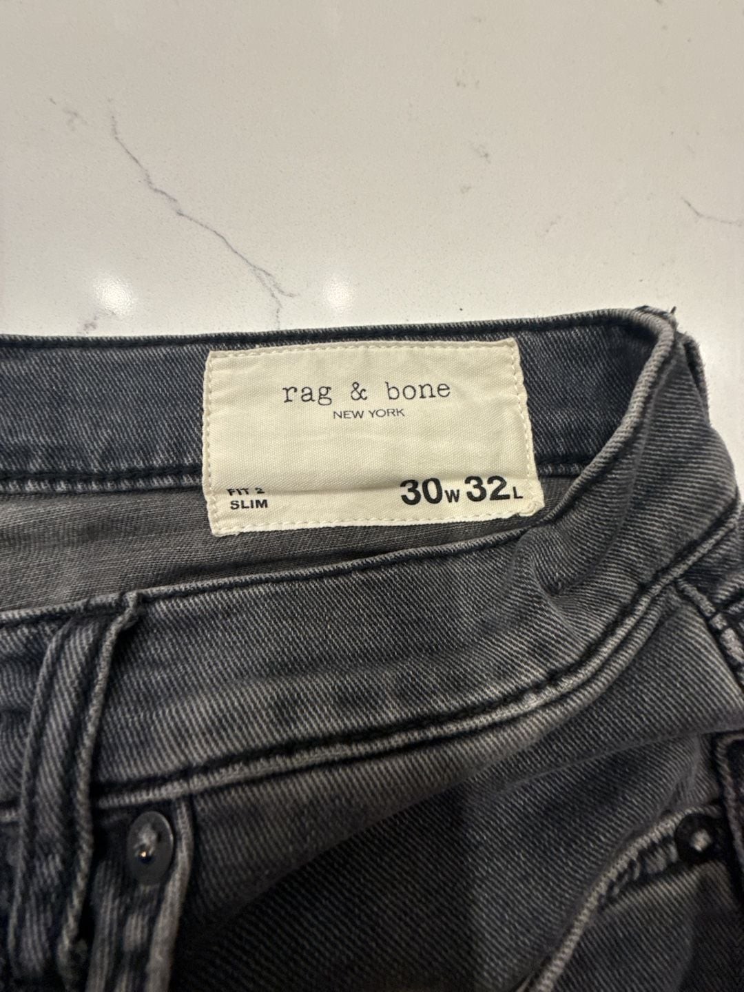 Rag & Bone Fit 2 Slim Black/Grey Wash Men’s Jeans 30×32