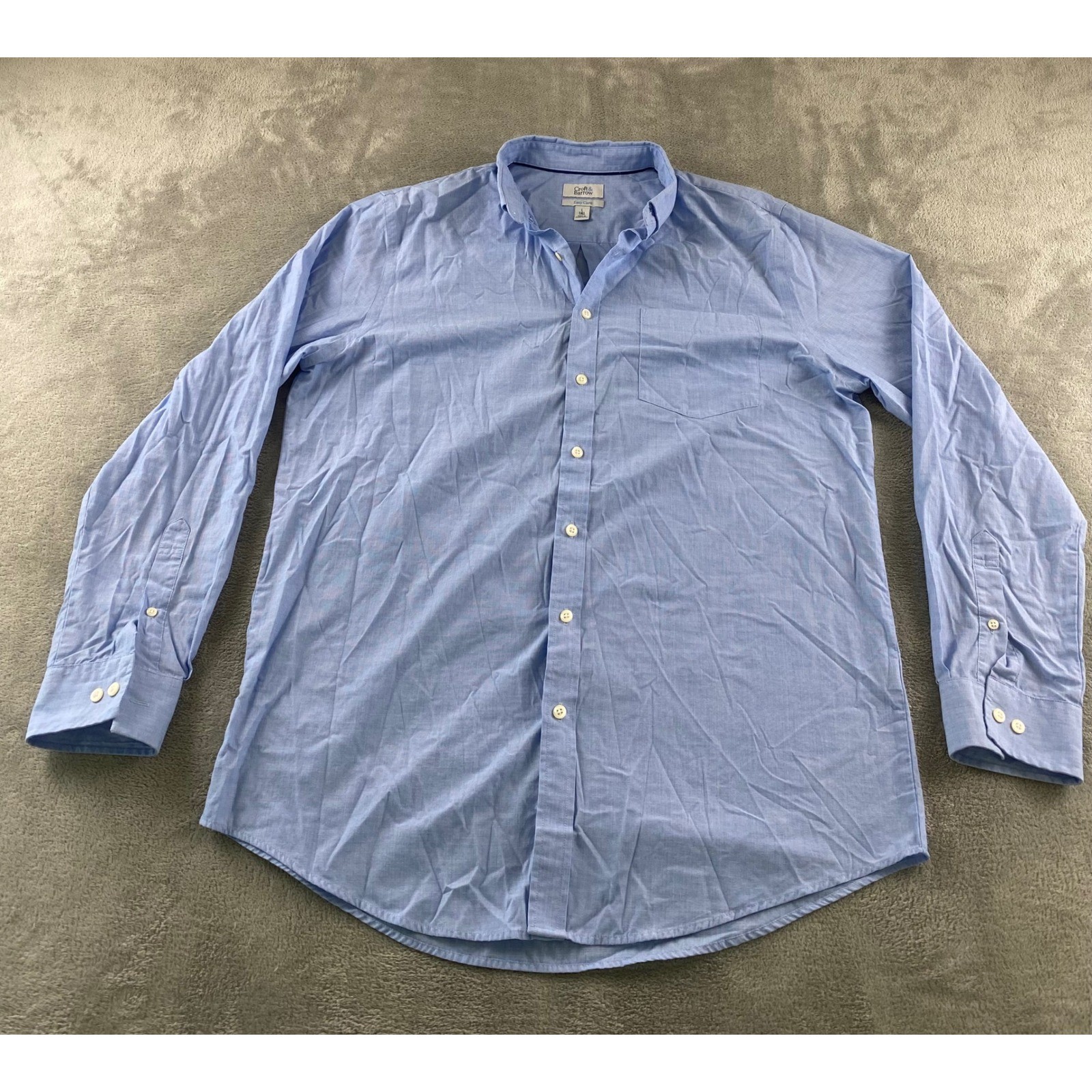 Croft & Barrow Easy Care Button Down Shirt Mens Large Tall Light Blue Long Slv