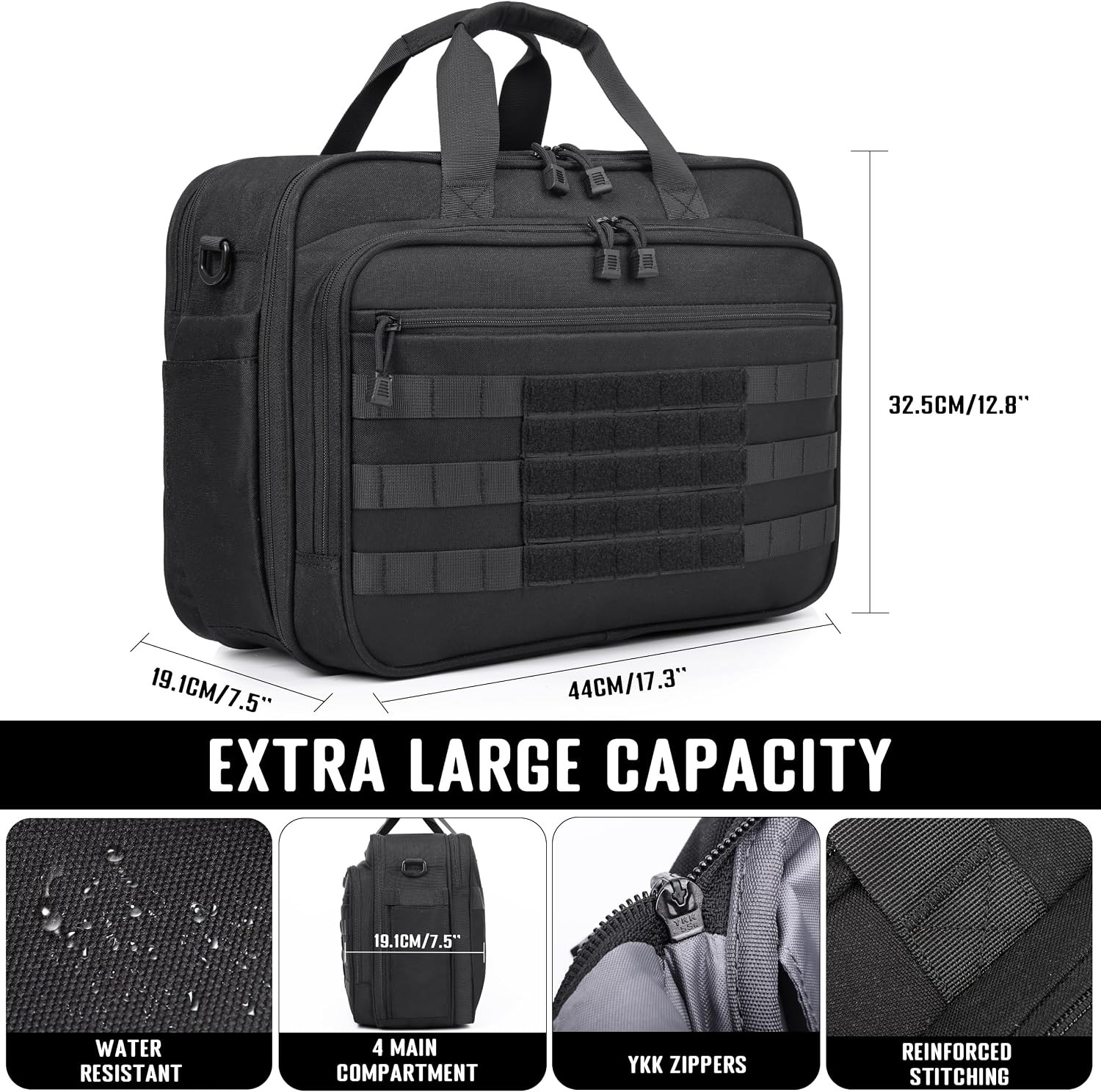 Large Tactical Messenger Laptop Bag for 17.3″ Computers with YKK Zippers