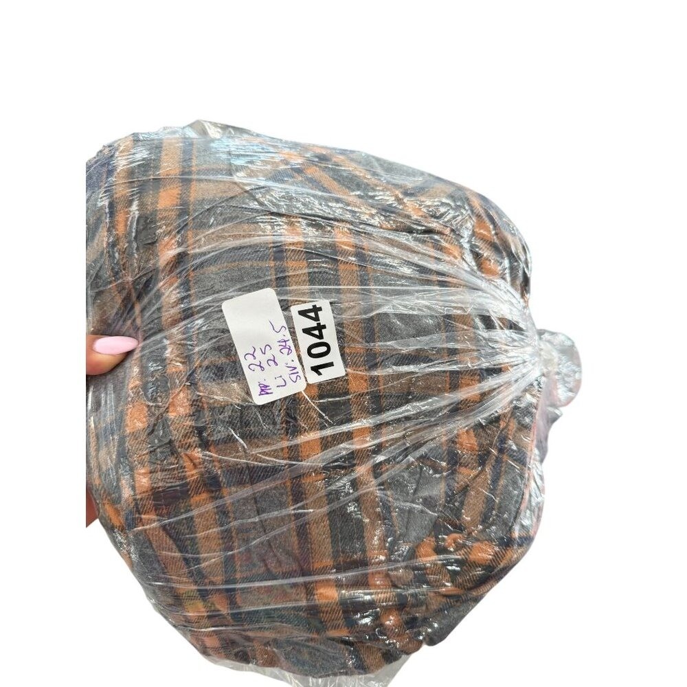 Legendary Outfitters Hooded Quilted Flannel Jacket Gray Orange Plaid Men’s M
