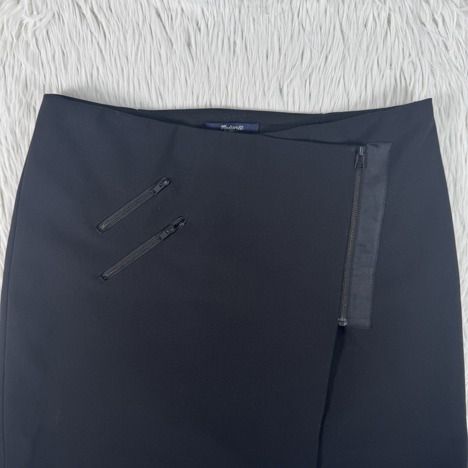 Madewell Ignition Black Zipper Accent Asymmetric Mini Wrap Skirt Women’s Size 4