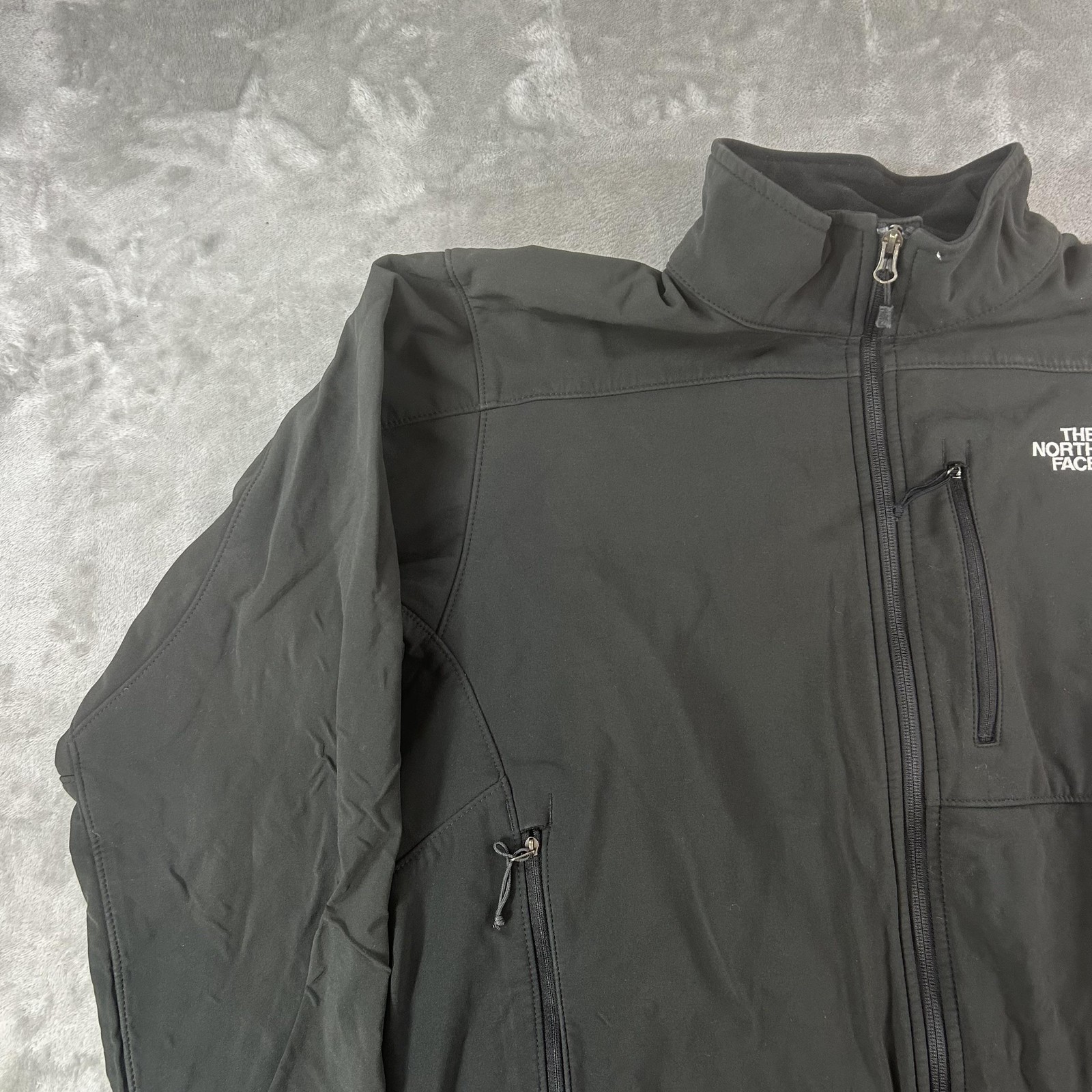 The North Face TNF Apex Jacket Mens Large Black Softshell Full Zip Fleece Lined