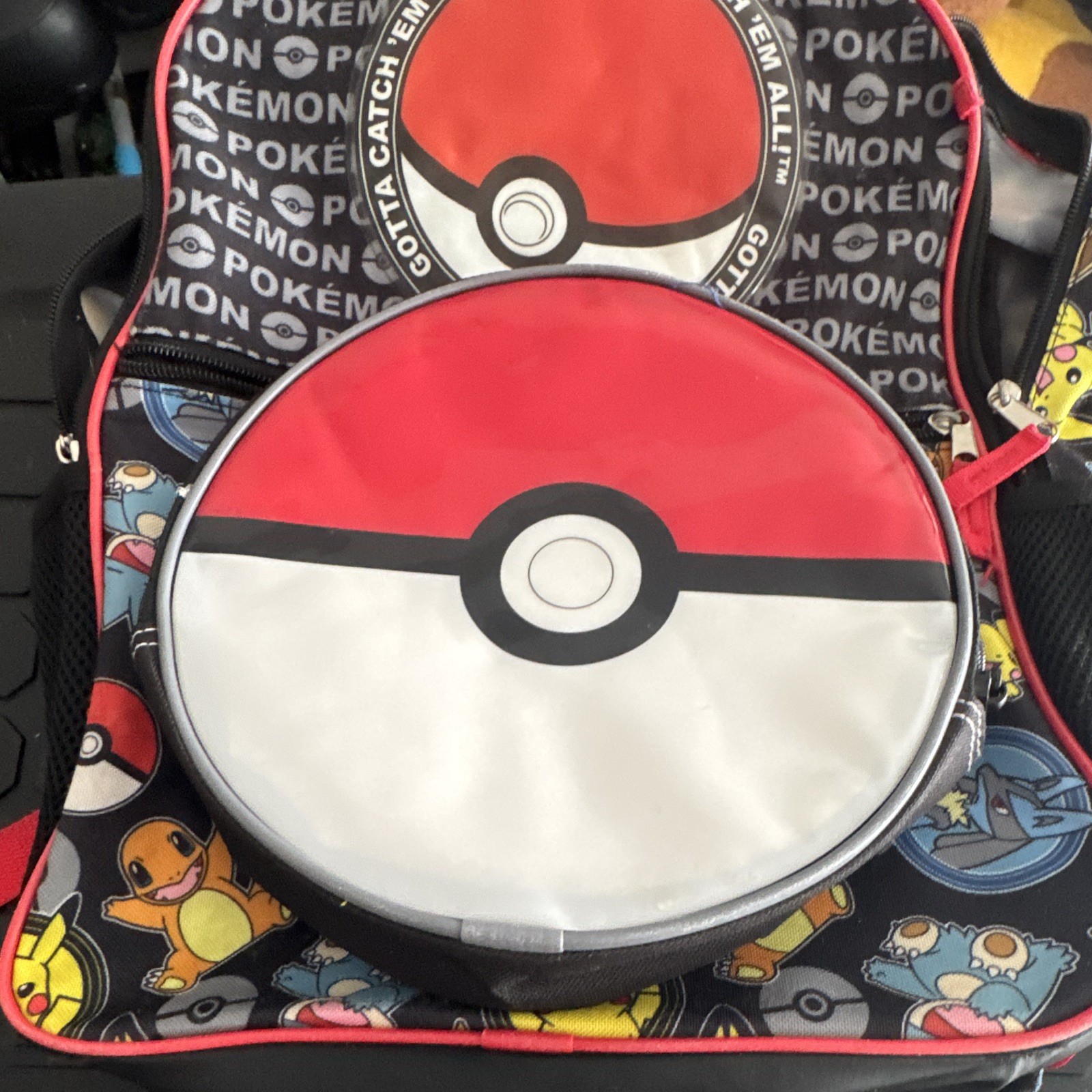 Pokemon Backpack and Lunch Box Set Pikachu Eevee Poke Ball All Over Print