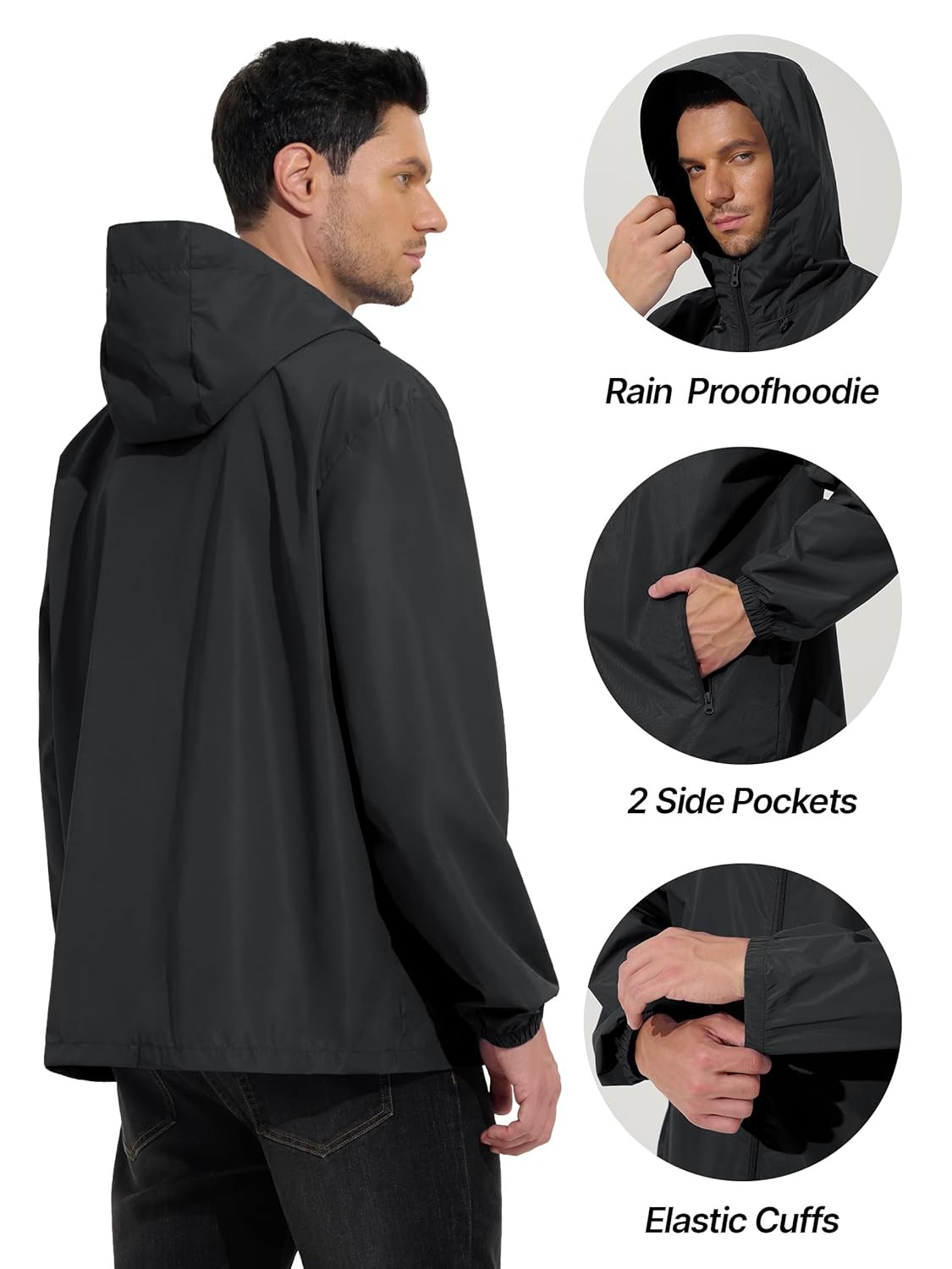 Mens Waterproof Rain Jacket Lightweight Windbreaker Cycling Running Outdoor Coat