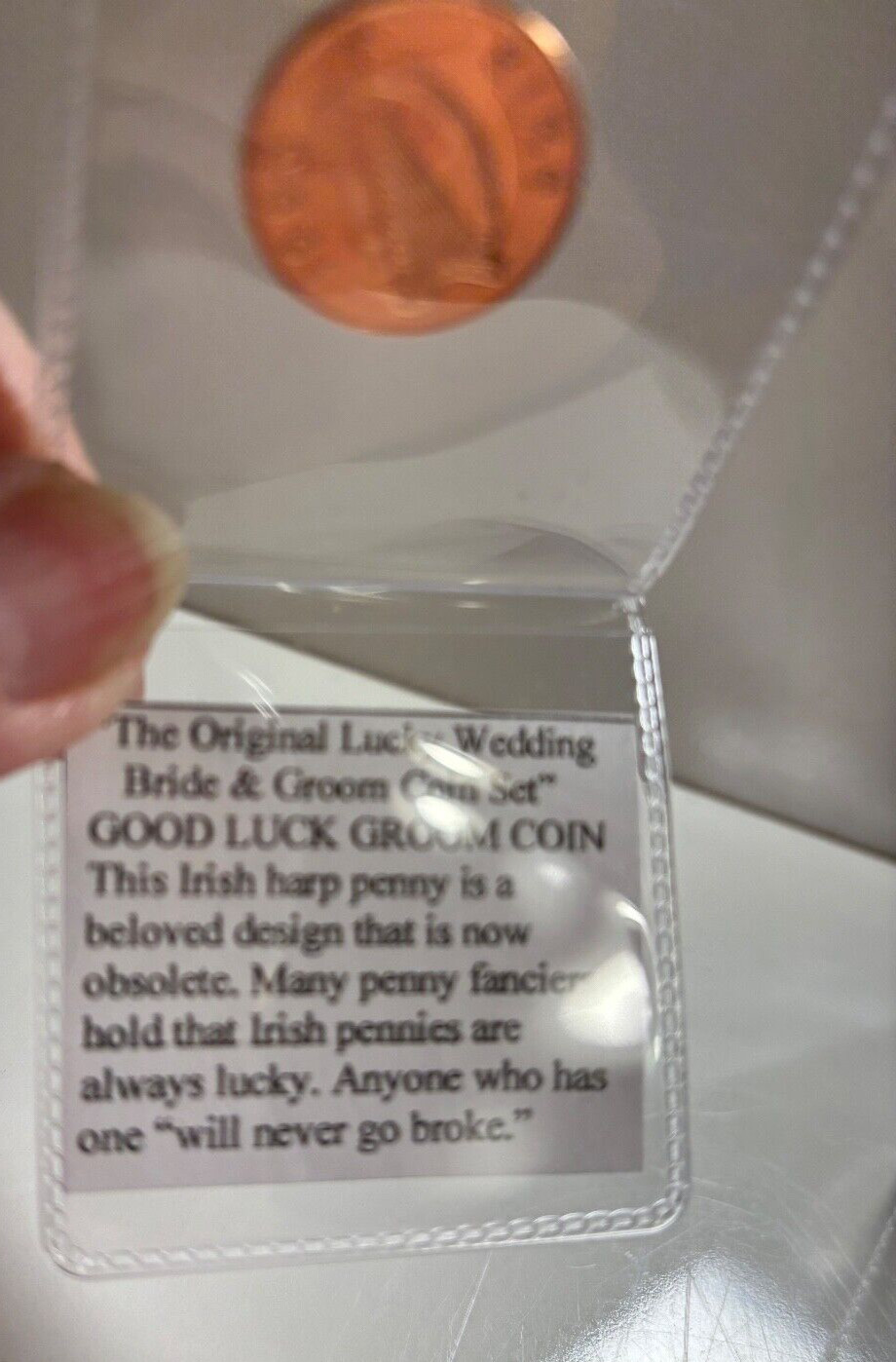 Lucky Wedding Coin Set Real Irish Sixpence Bride +Harp Ireland Penny Groom Cent